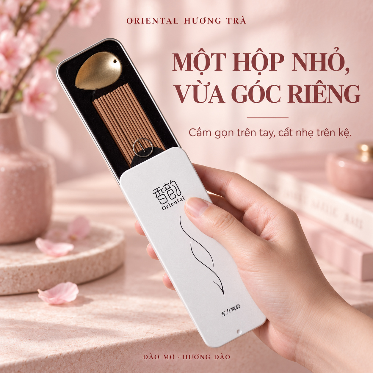 Đào Mơ - Nhang thơm không tăm Oriental hương Đào, 30 que, tặng đế cắm_thumbnail_1