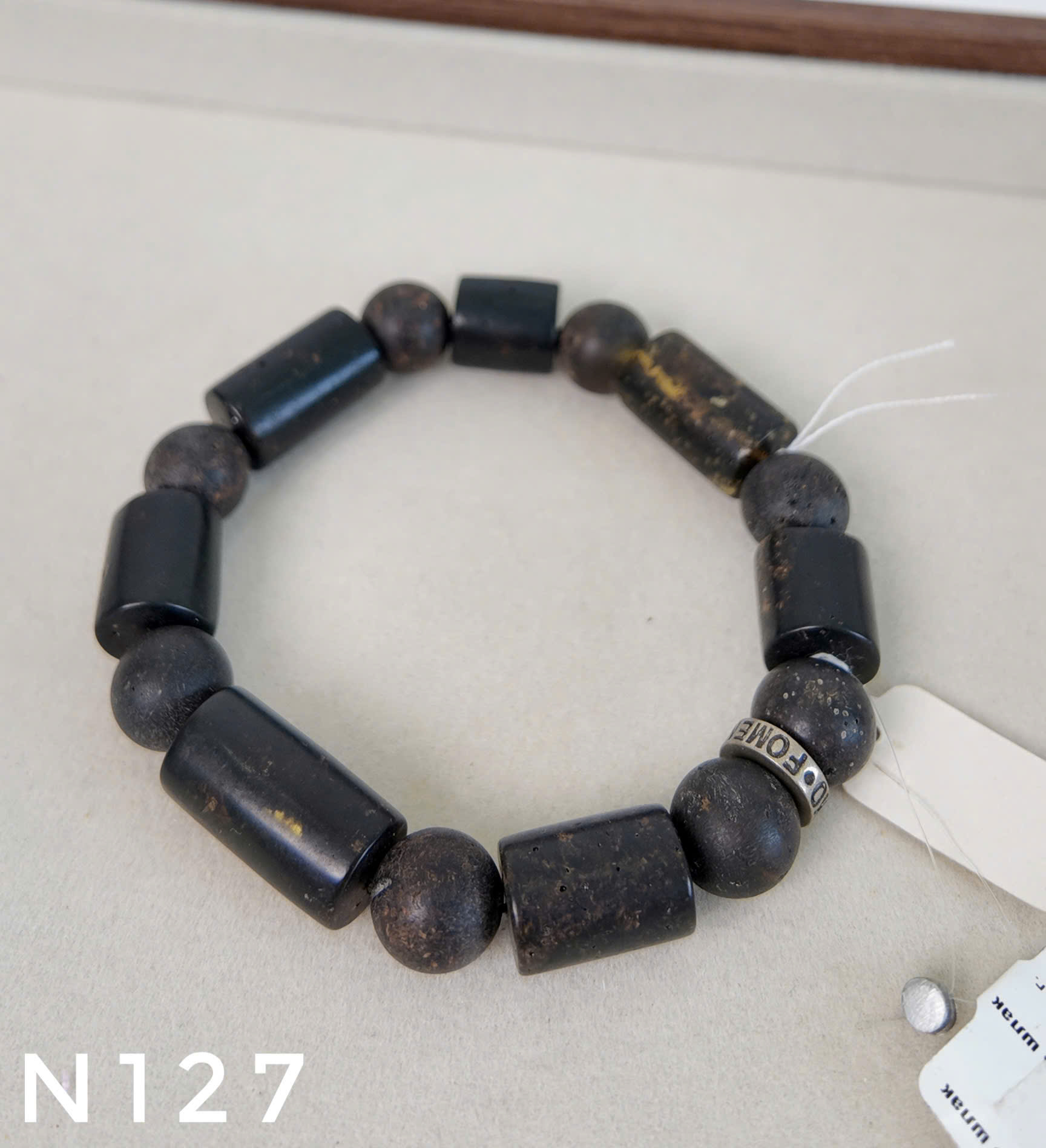 Lắc Tay Hổ Phách Rêu Đầm Lầy Hạt Tròn Mix Lu – N127