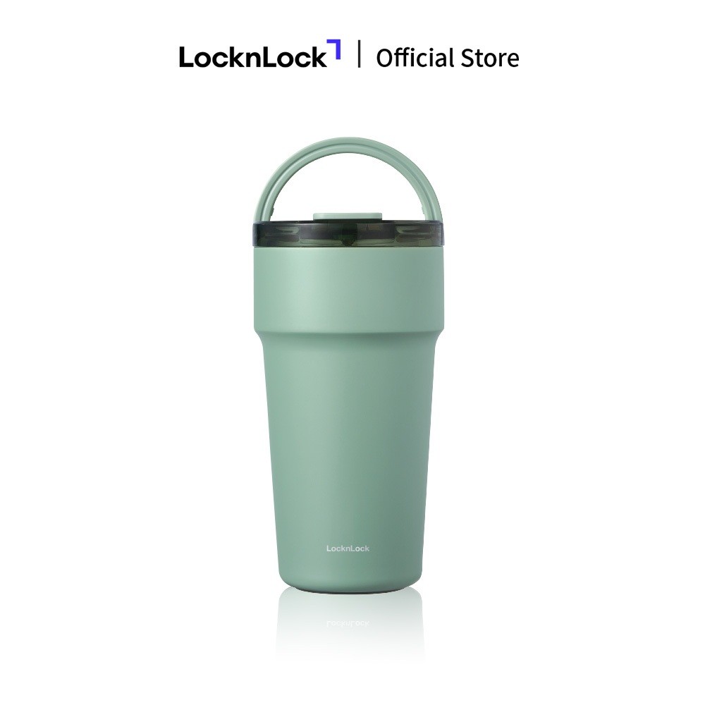 Bình giữ nhiệt LocknLock Metro cafe top handle phủ sứ LHC4416 710ml / LHC4419 900ml có quai xách và ống hút đi kèm