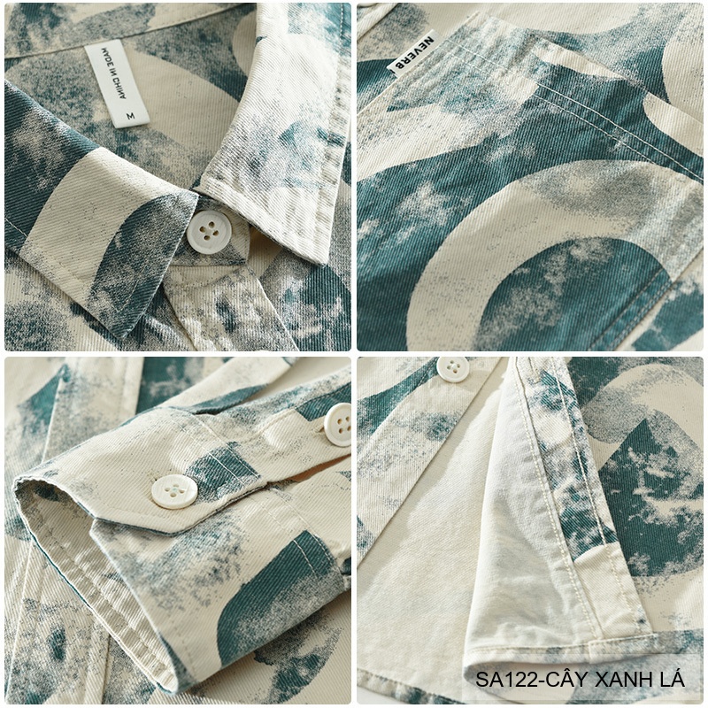 SA122 - Áo sơ mi dài tay họa tiết chữ phong cách Nhật Bản, chất cotton 100%, form rộng thoải mái_thumbnail_6