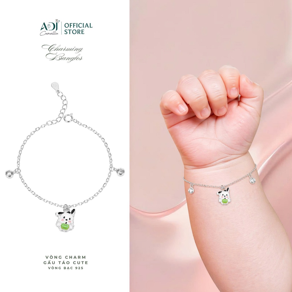Vòng Tay Bạc 925 Cho Bé ADJ, Lắc Tay Charm Gấu Cao Cấp, Chỉnh Size, Quà Tặng Em Bé, Bạc Ý Chính Hãng_thumbnail_6