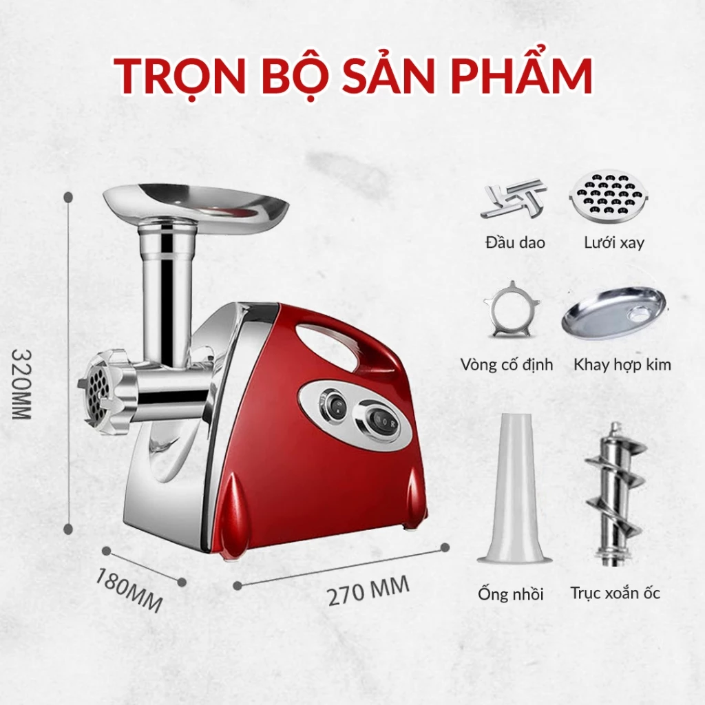 Máy xay thịt công nghiệp, máy làm xúc xích VENKO MG2800 -  Công suất 2800W - Xay thịt, giò chả nhồi xúc xích 2in1 - Giá rẻ_thumbnail_5