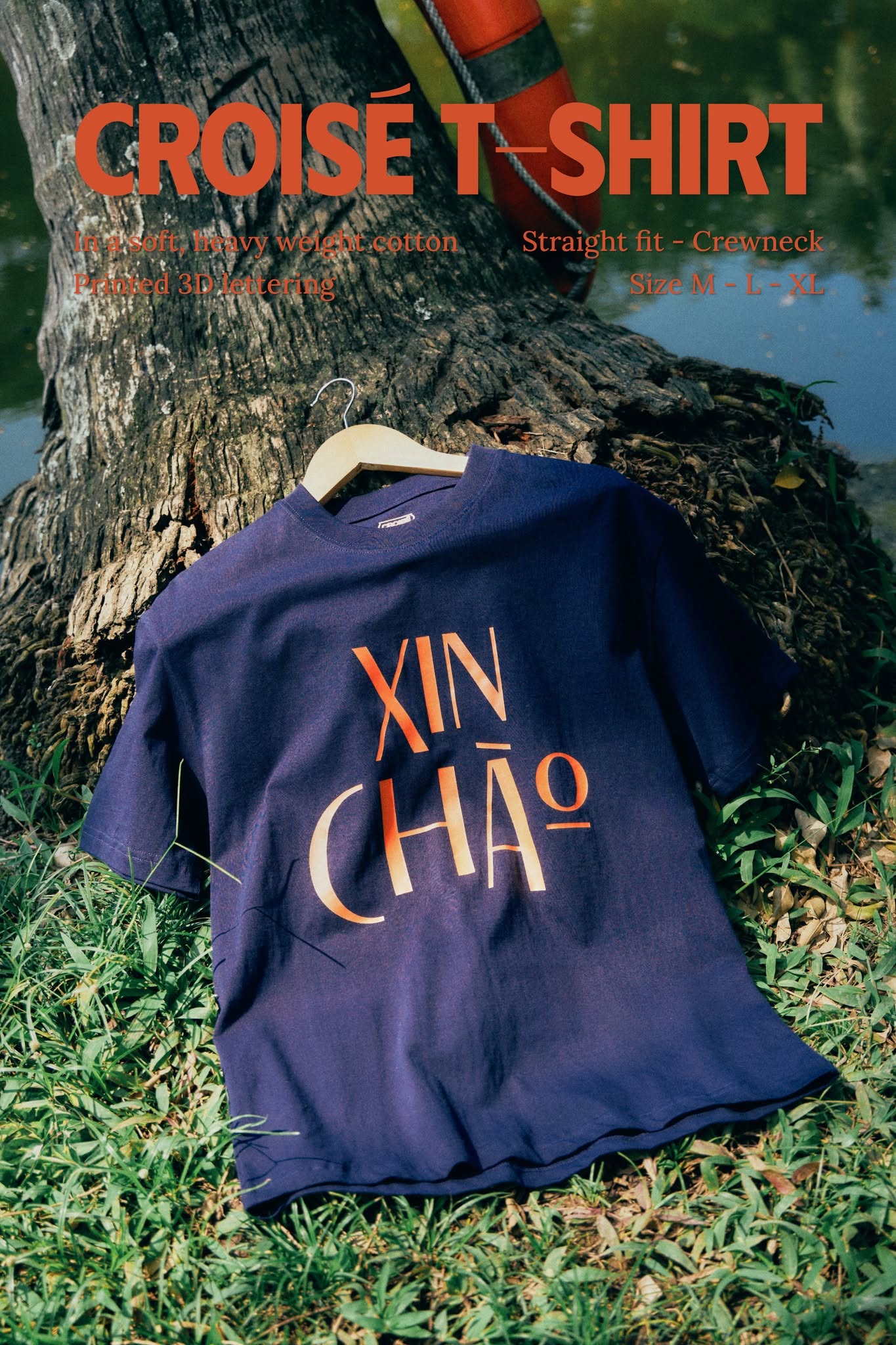 Áo Thun CROISÉ SALUT HANOI Màu Ghi Xám In Chữ Xanh Mint Dáng Rộng Unisex Tối Giản Vintage Nam Nữ_thumbnail_7