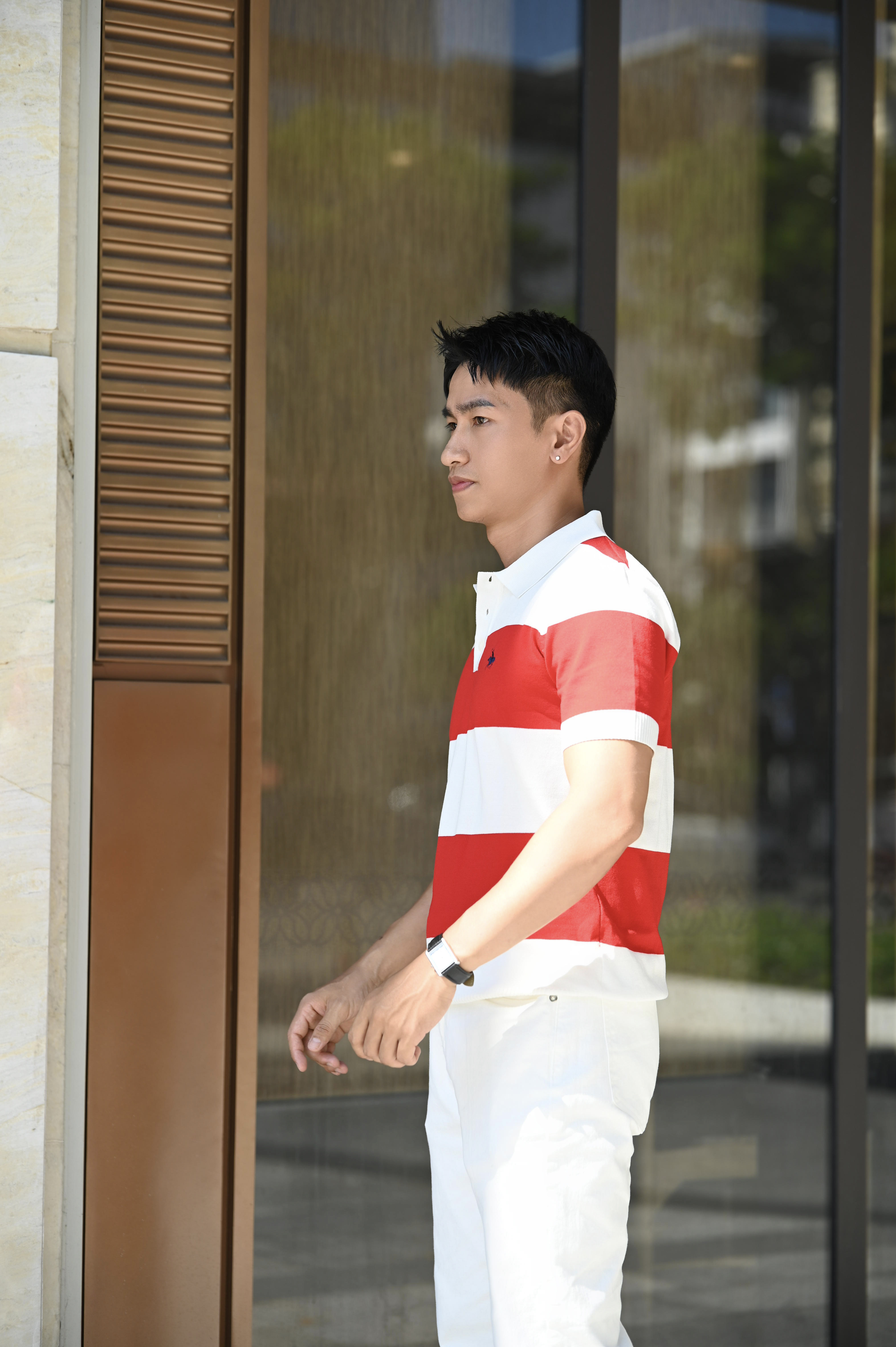 PB4 - Áo Polo Nam Tay Ngắn Slim Fit Phối Màu Đỏ Trắng, Thêu Logo Thời Trang Công Sở_thumbnail_3