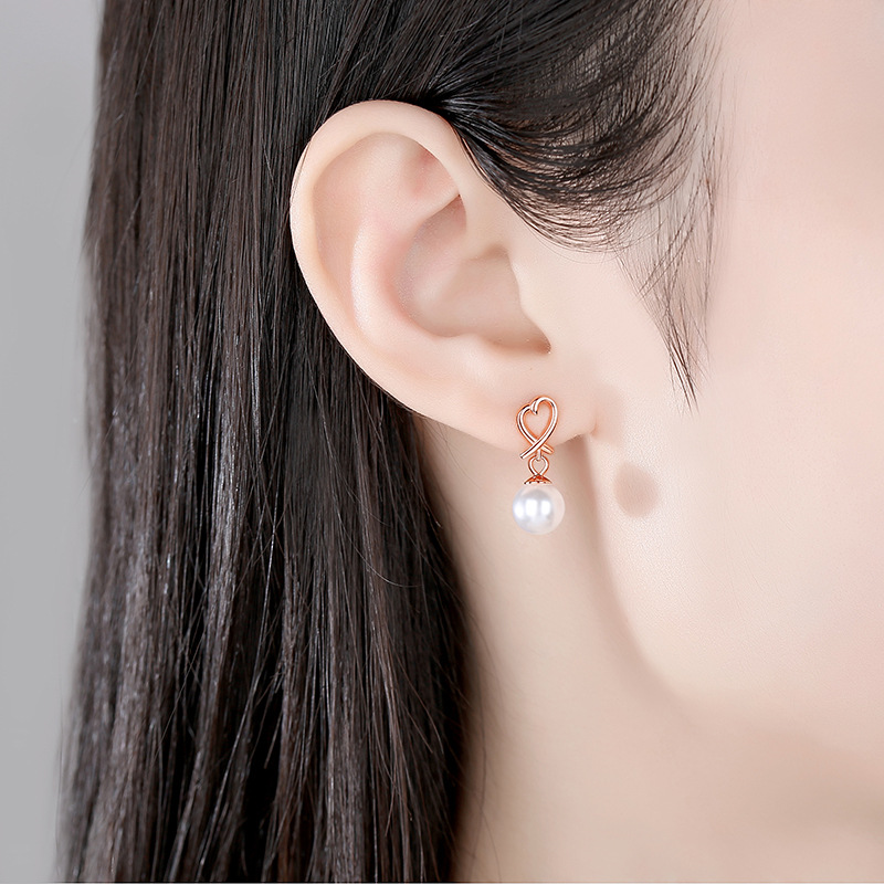 Bông Tai Bạc Nữ S925 Trái Tim Đính Ngọc Trai Sang Trọng Quý Phái HTT055VH Vàng Hồng_thumbnail_2