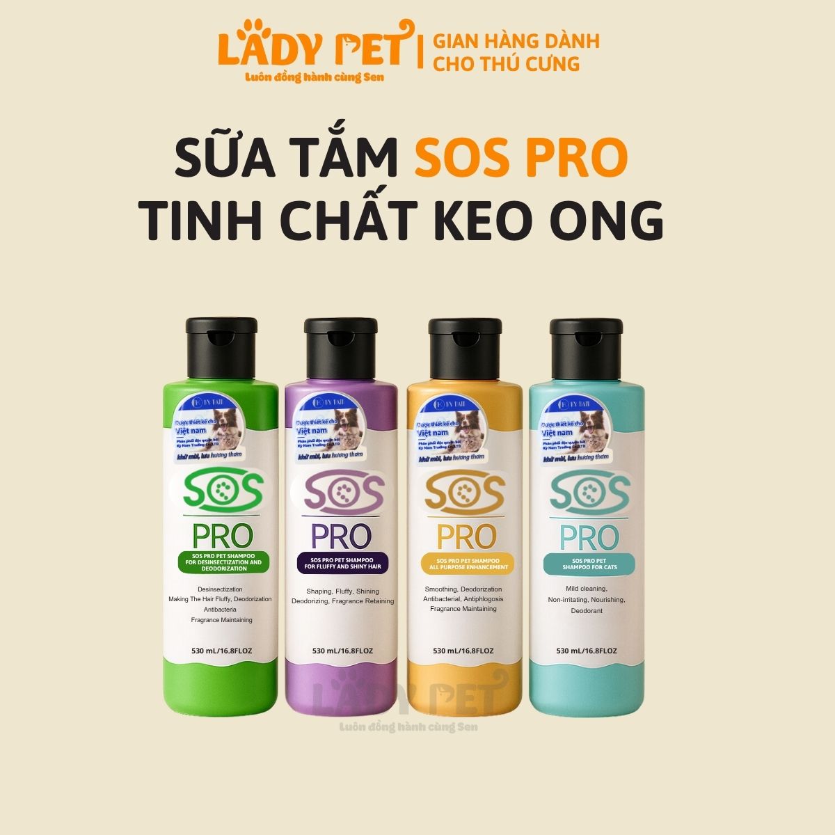 Sữa Tắm SOS Pro Dòng Cao Cấp Cho Thú Cưng (530ml)