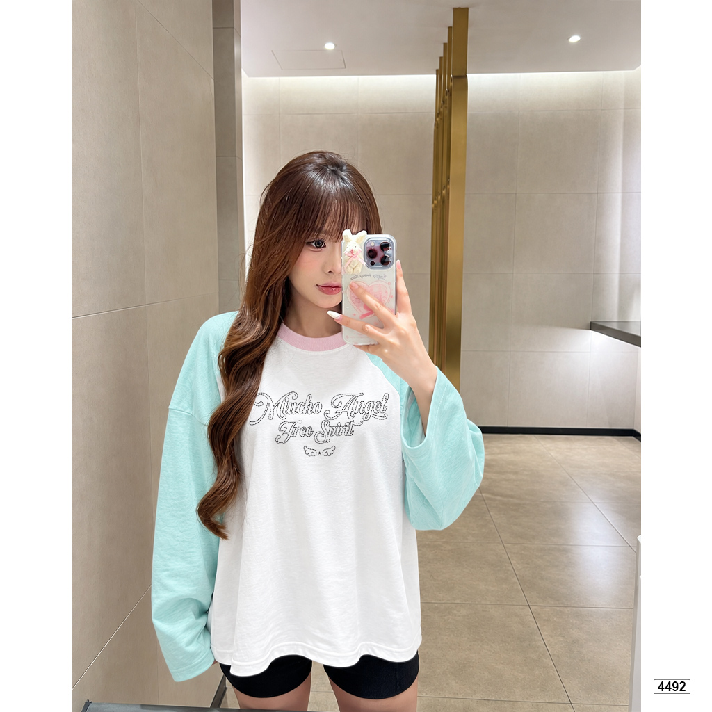 Áo thun tay dài form boxy Miucho cotton xược tháng mát 4492_thumbnail_3