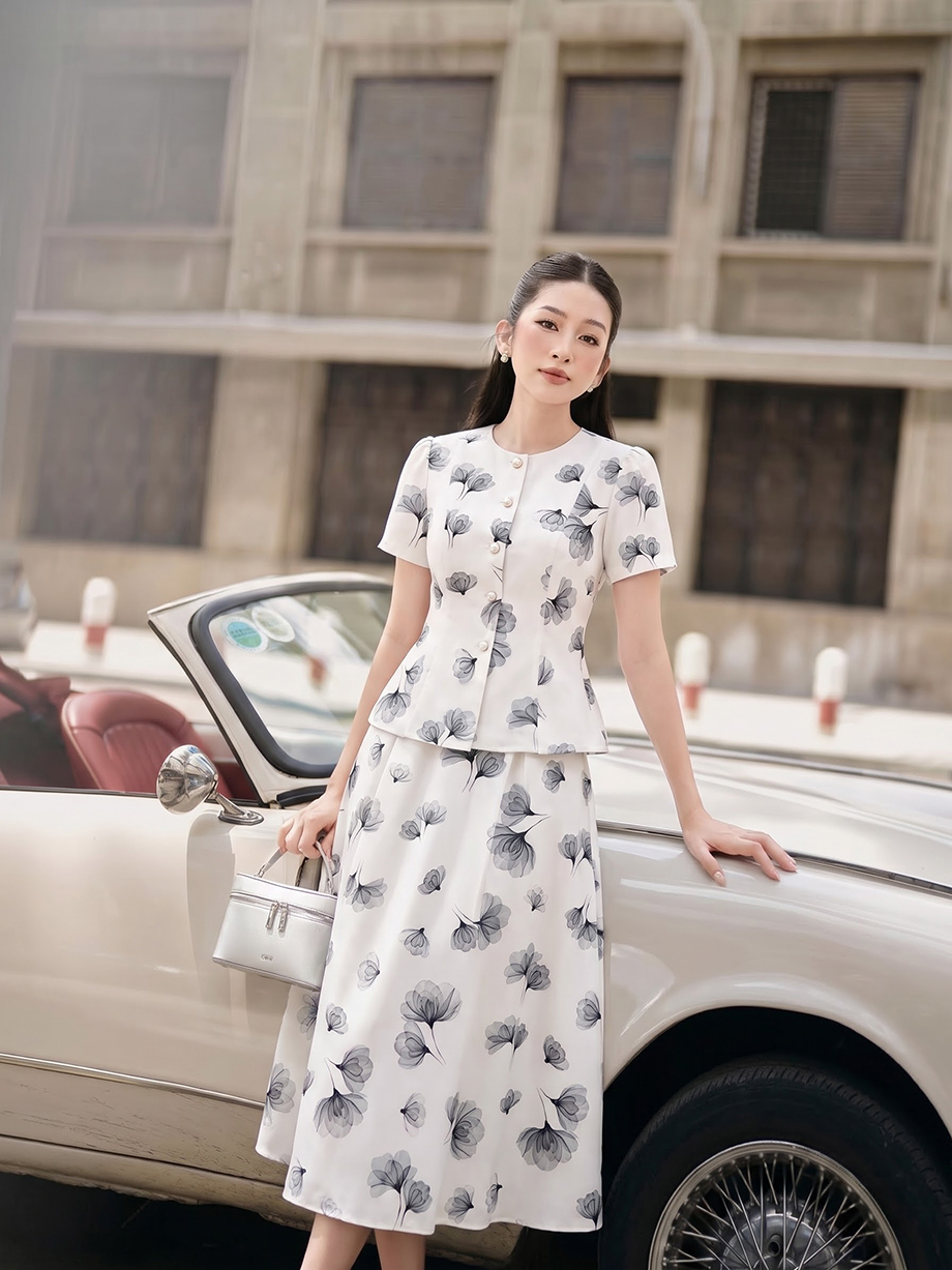 Bộ váy hoa áo peplum 26505