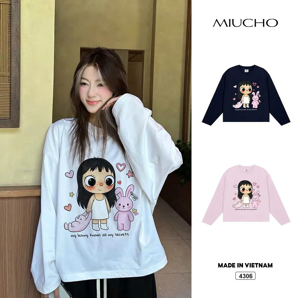 Áo thun tay dài unisex form boxy Miucho 4306