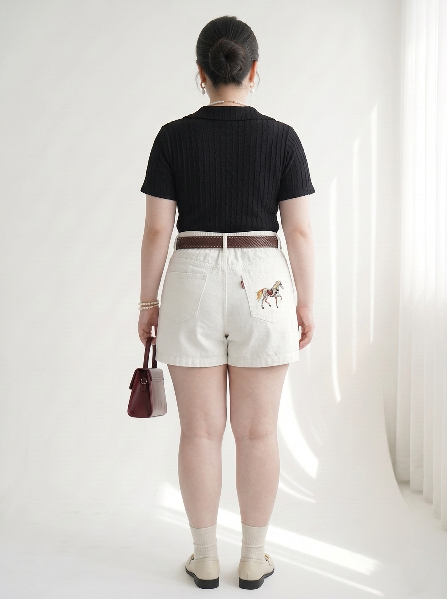 Quần Short Jean Lửng Ép Đá Bigsize Lưng Thun Sau - Đen, Trắng, Xanh Nhạt, Xanh Đậm - Vừa 55–90kg - T-QSJ75_thumbnail_1