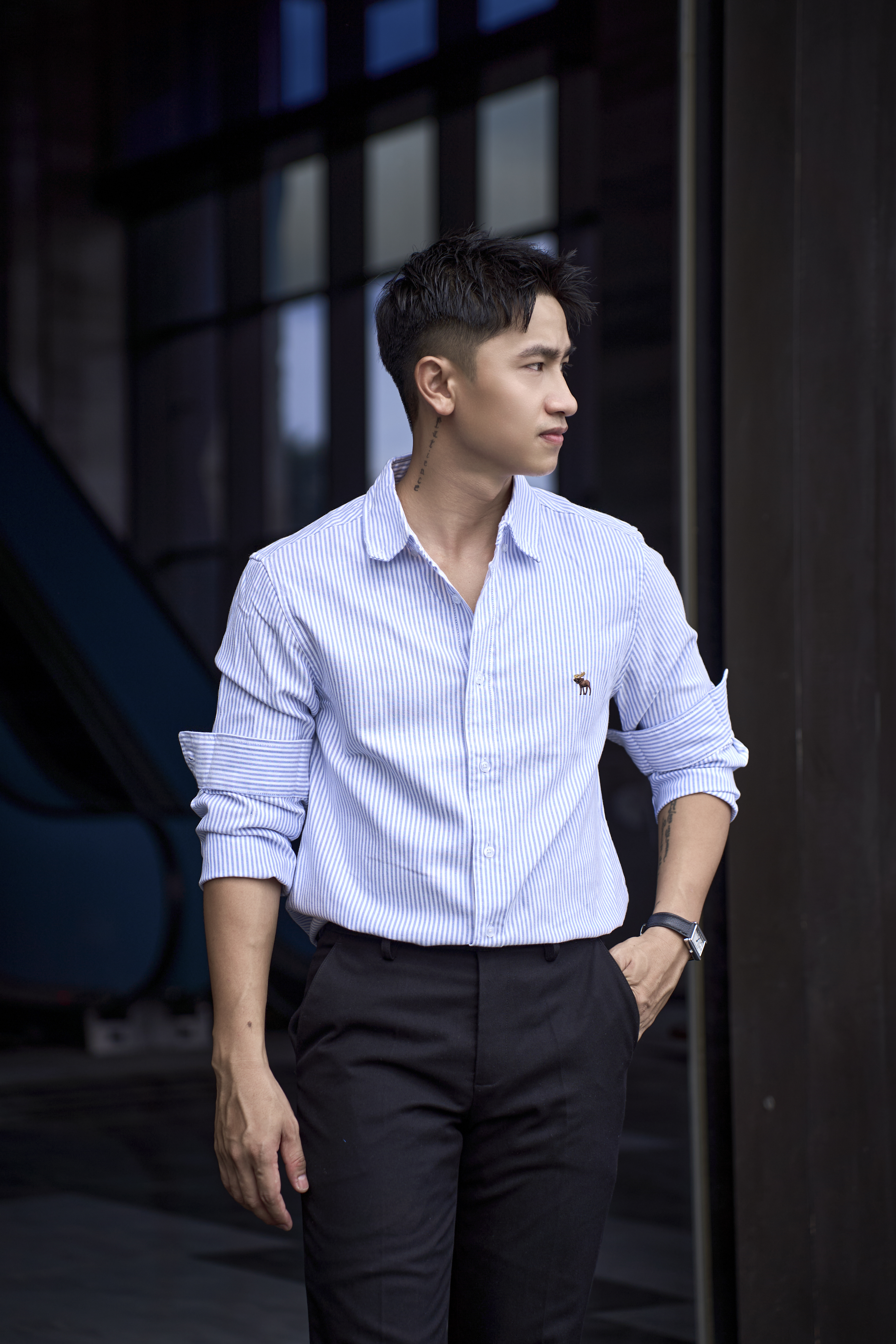 SA101 - Áo sơ mi nam dài tay kẻ sọc phong cách Nhật, dáng rộng thoải mái, chất cotton mềm mại_thumbnail_7