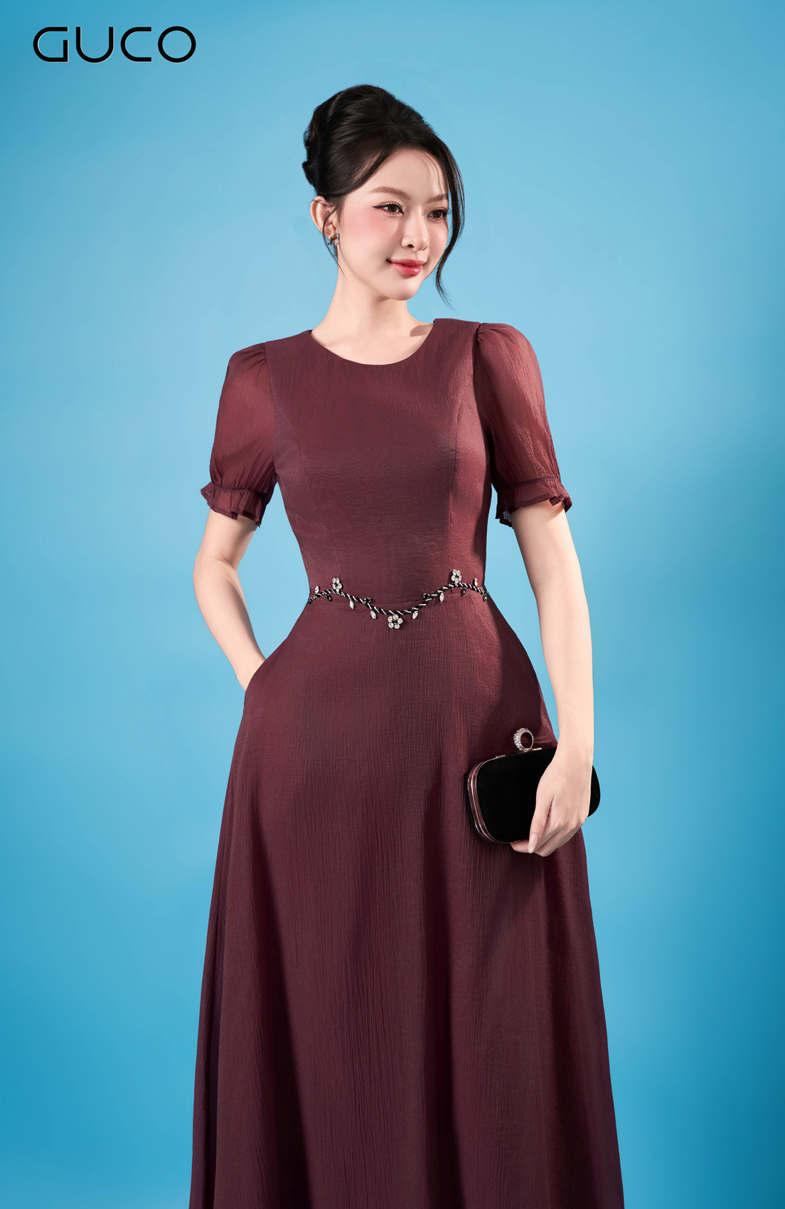Đầm Dạ Hội Đỏ Ruby Đính Đá Eo_thumbnail_3
