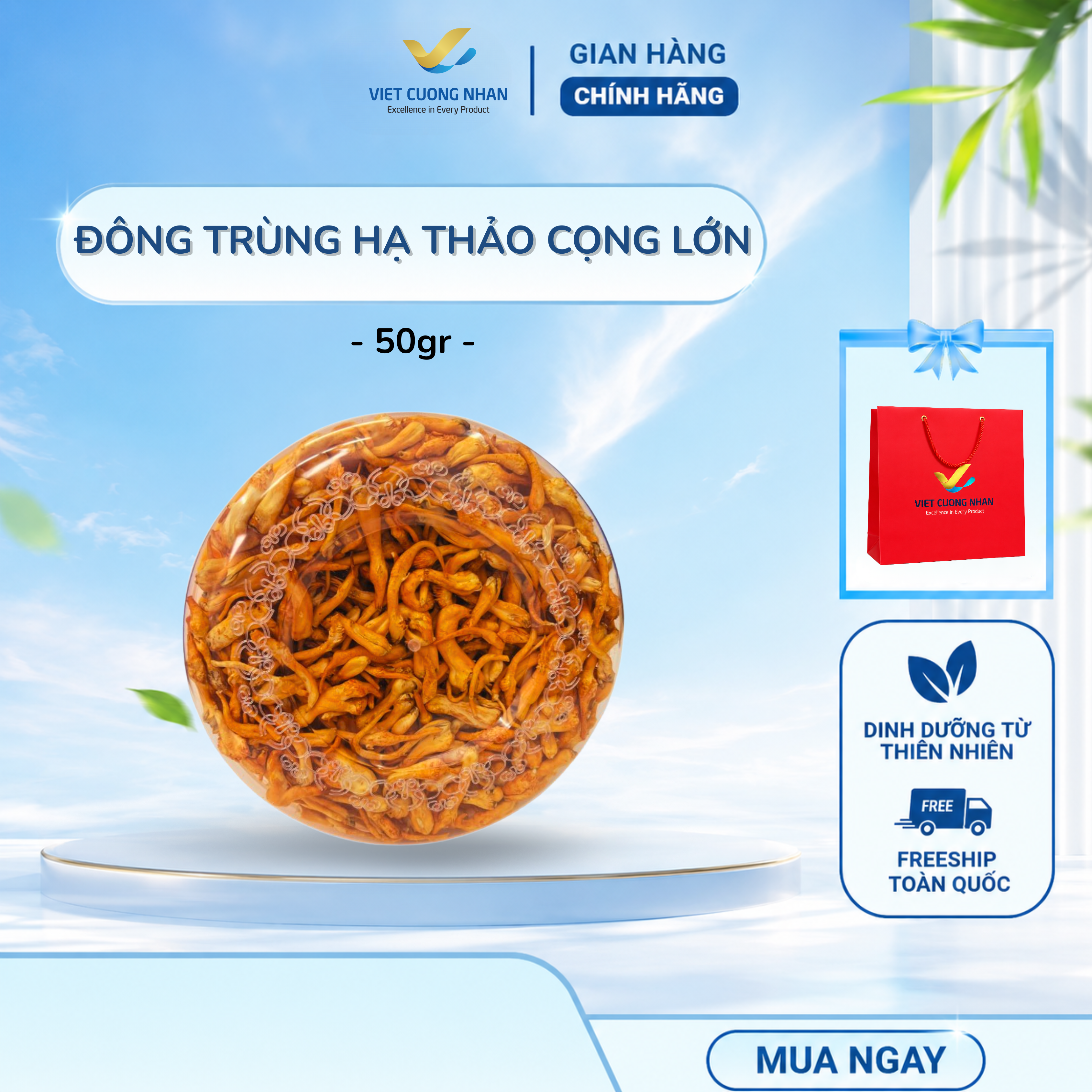 [D13] NẤM ĐÔNG TRÙNG XÔ CỌNG LỚN- HỘP 50GR