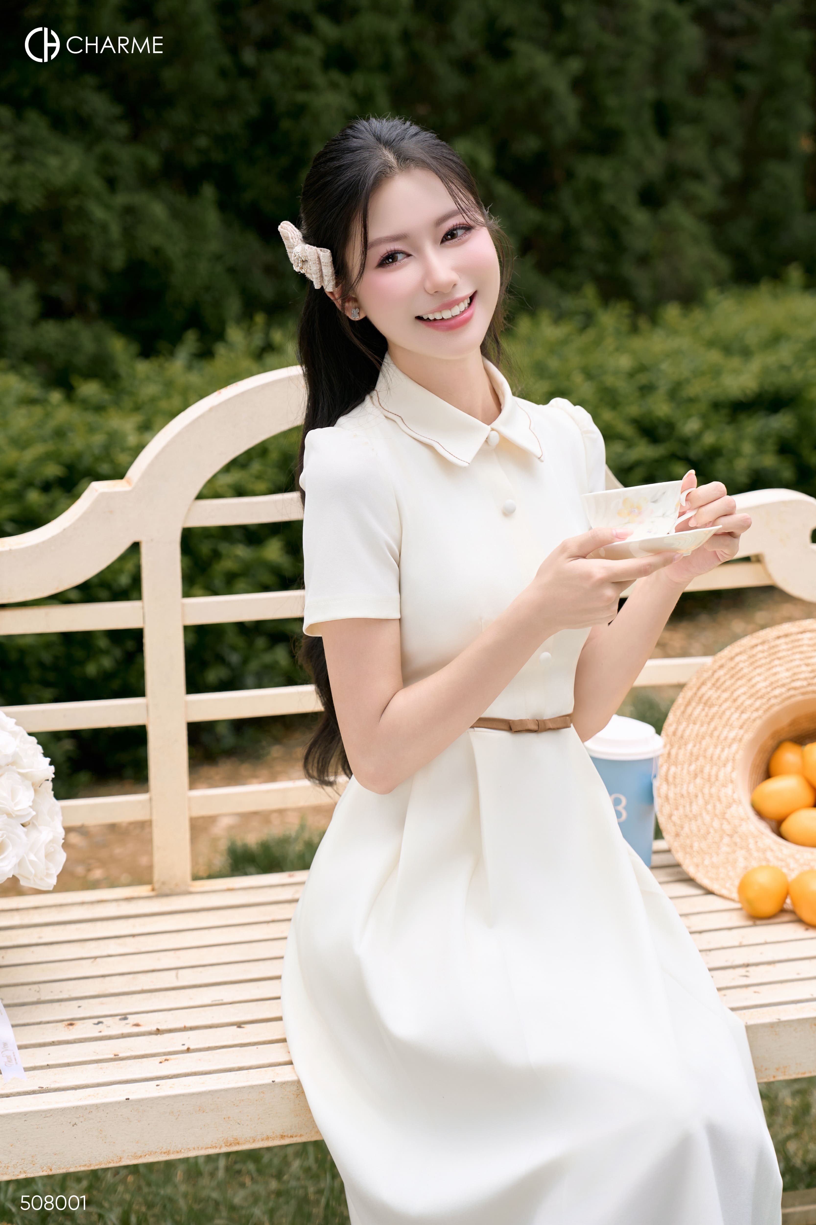 Váy cổ sen nơ eo 508001