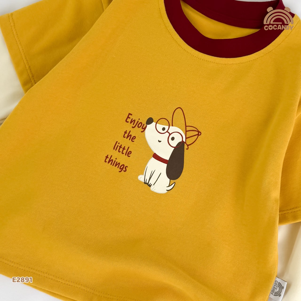 Áo dài VÀNG phối tay be hình cún_thumbnail_5
