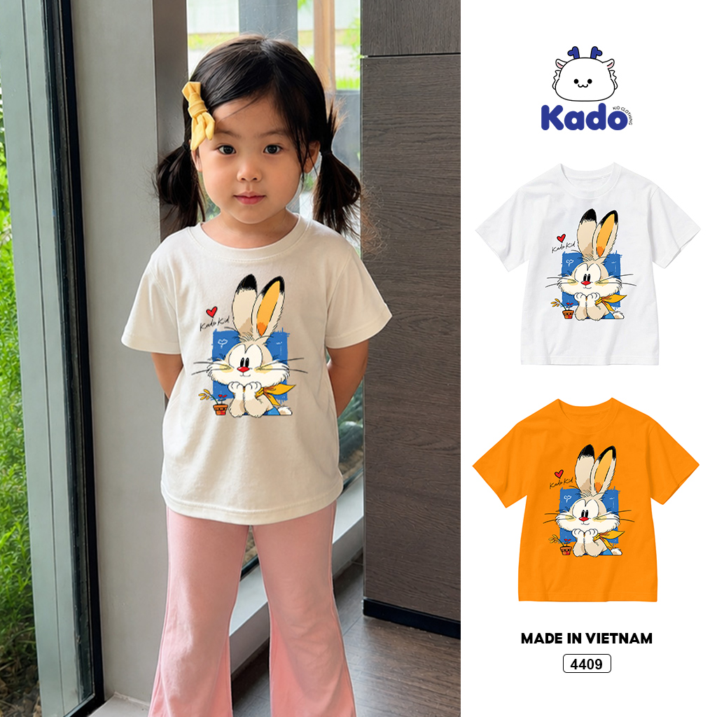 Áo thun bé gái form rộng bunny love Hàn Quốc Kado 4409
