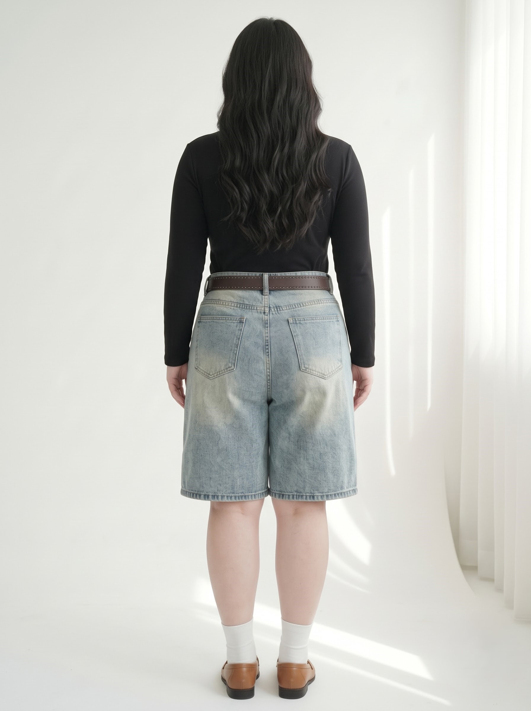 Quần Jean Lửng Ép Đá Bigsize Nữ Dáng A Rộng Lưng Siêu Cao Không Co Giãn Dài 65cm Vừa 55–90kg - T-QSJ84_thumbnail_3