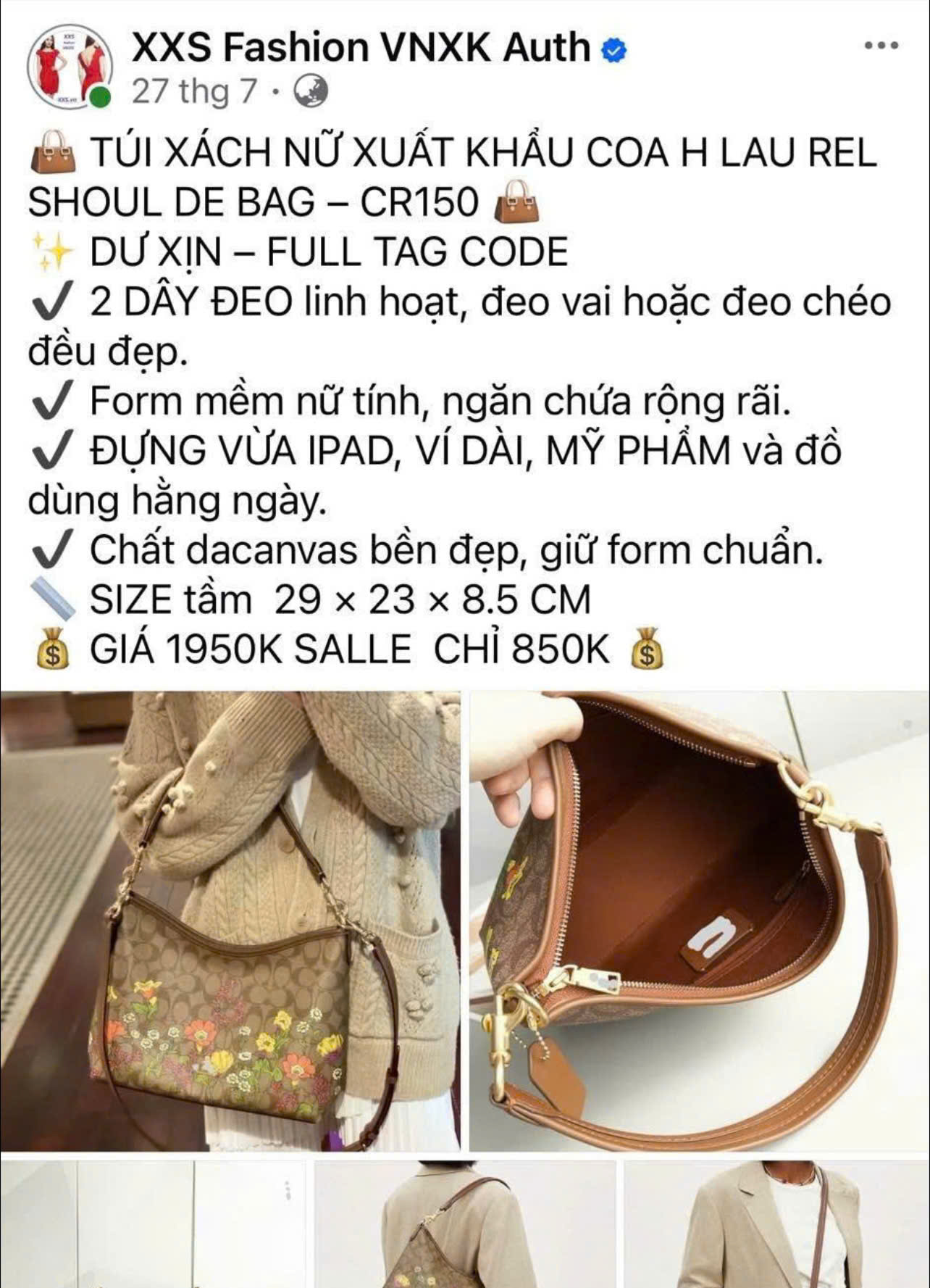 Túi Xách Nữ  Nâu Phối Hoa C12086