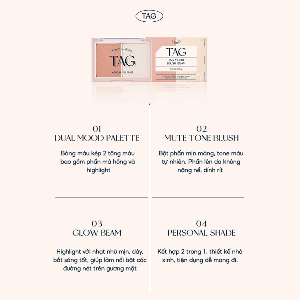 [TAG] Bảng phấn má hồng highlight 2 ô Tag Mood Blush Beam 9g_thumbnail_3