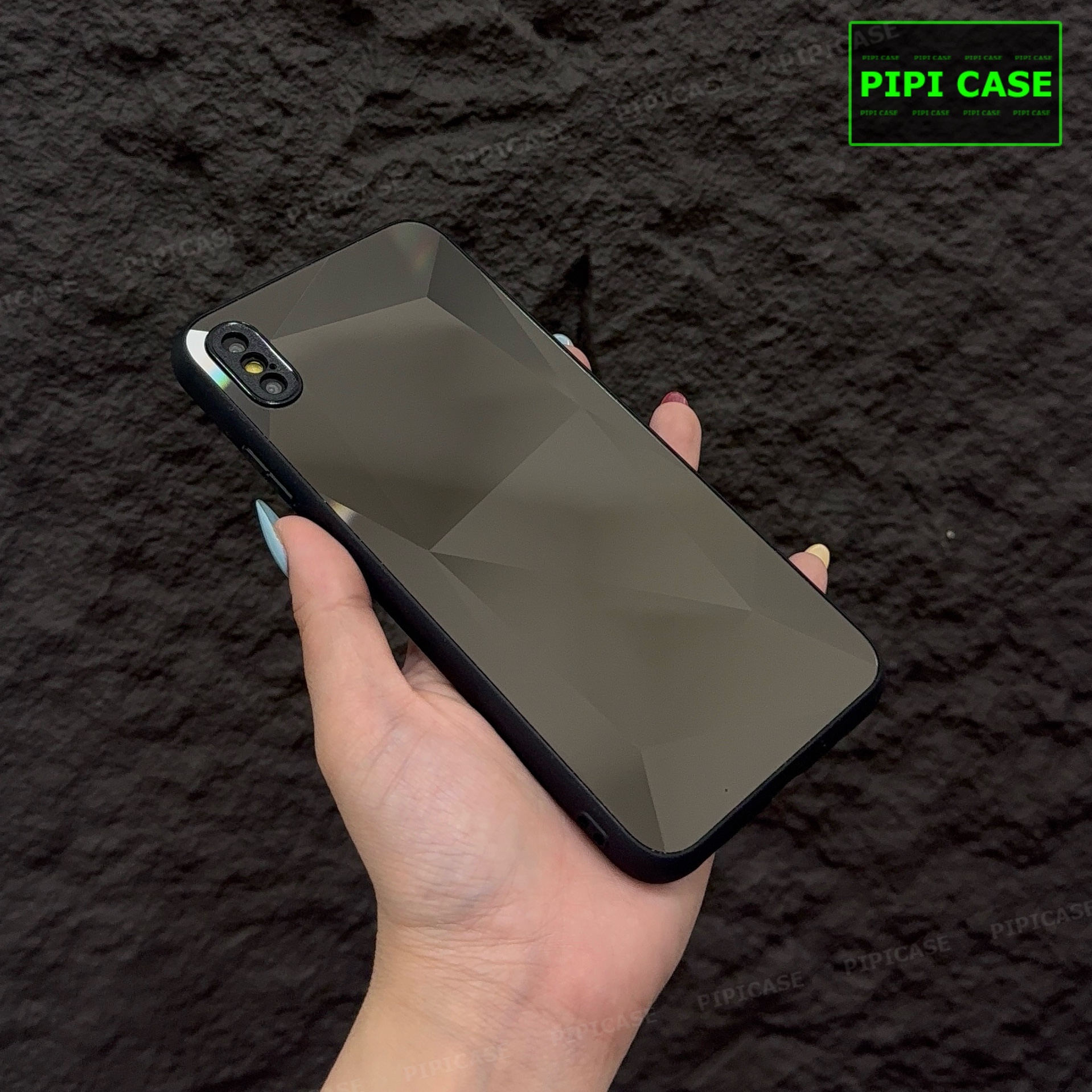 Ốp Lưng iPhone X / XS - Kim Cương 6D - Đen_thumbnail_1