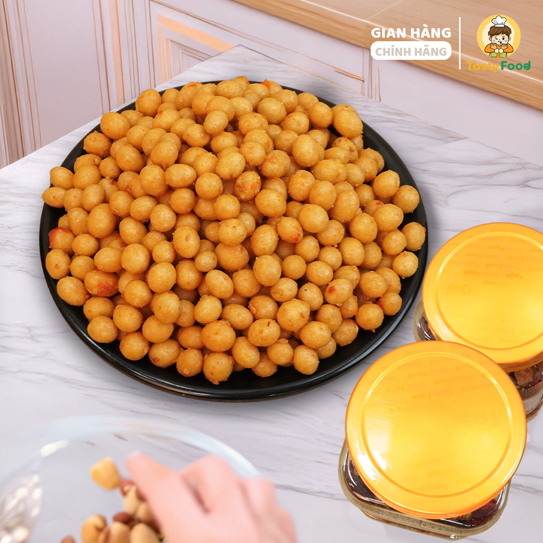 Đậu phộng da cá tỏi ớt Tasty Food - Hũ vuông nhỏ 500g_thumbnail_2