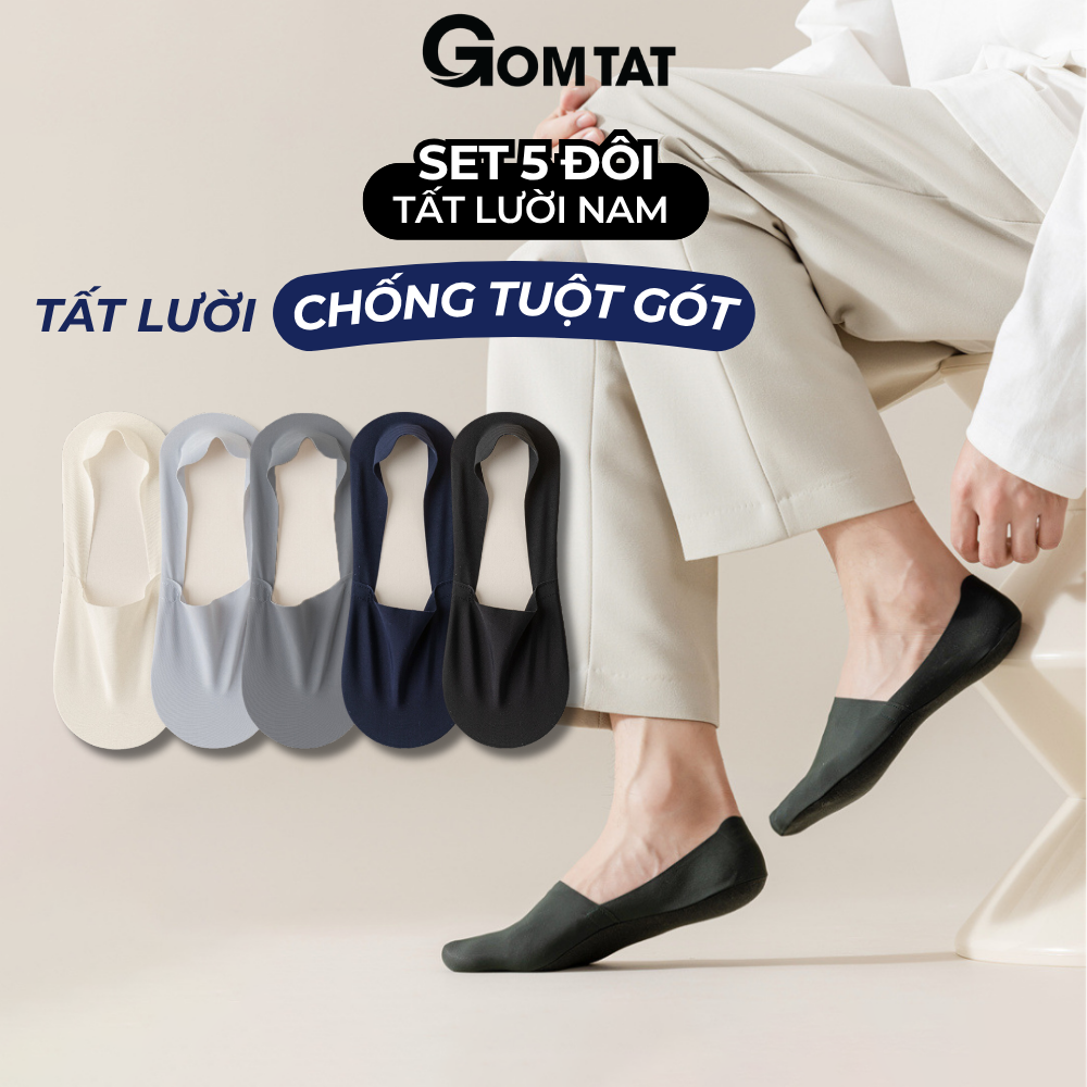 Combo 5 đôi tất lười nam GOMTAT tàng hình chống tuột gót - UYE-7010