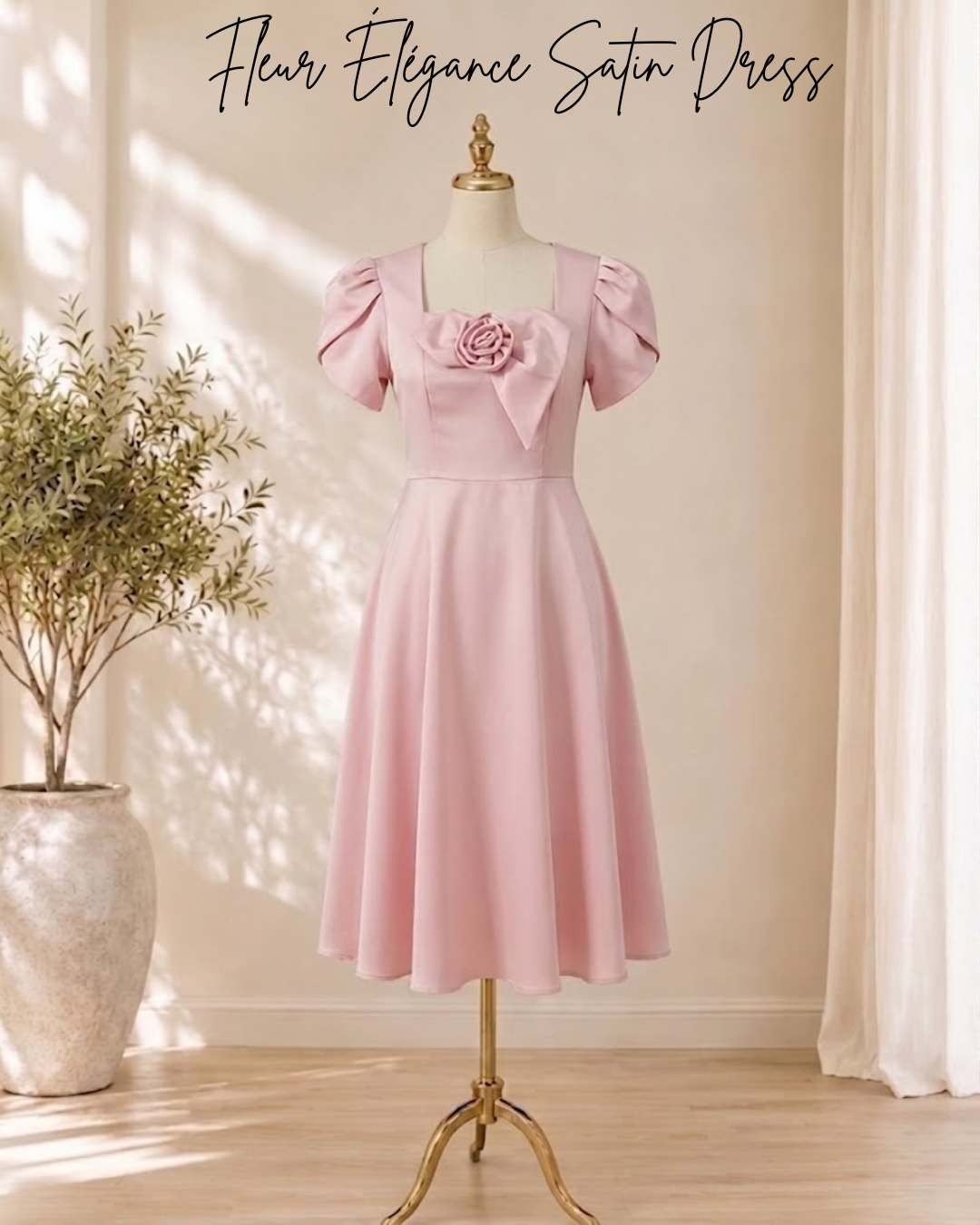 Fleur Élégance Satin Dress