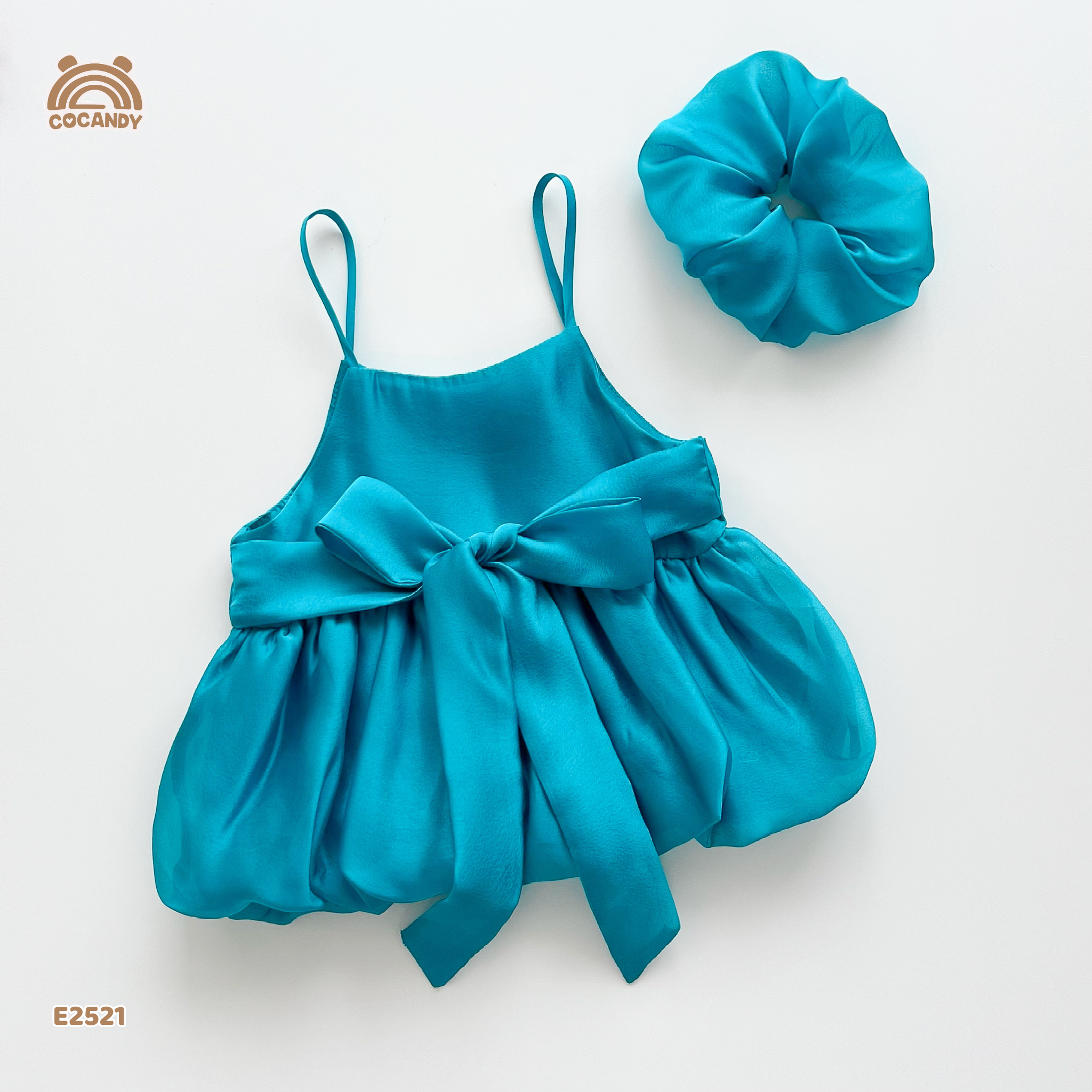 Set áo tơ 2 dây ĐỎ form bí kèm scrunchies_thumbnail_3