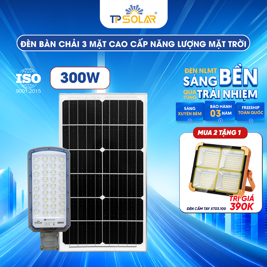 Đèn bàn chải mắt cầu lồi tỏa 3 mặt năng lượng mặt trời TP SOLAR BC11