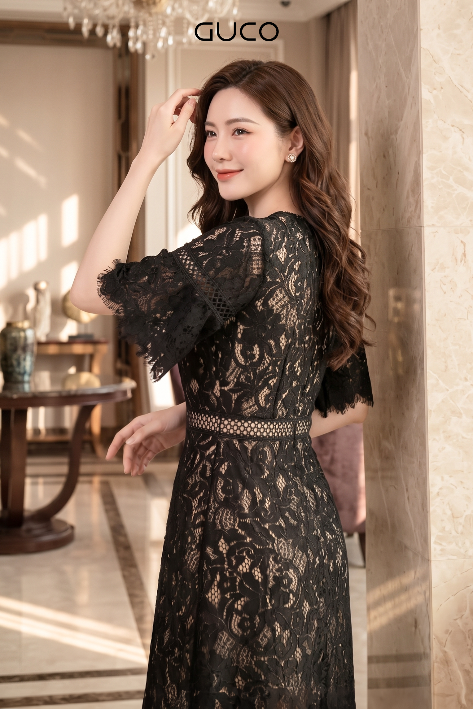 Đầm Dự Tiệc Đuối Cá Phối Ren Đen - 5279_thumbnail_3