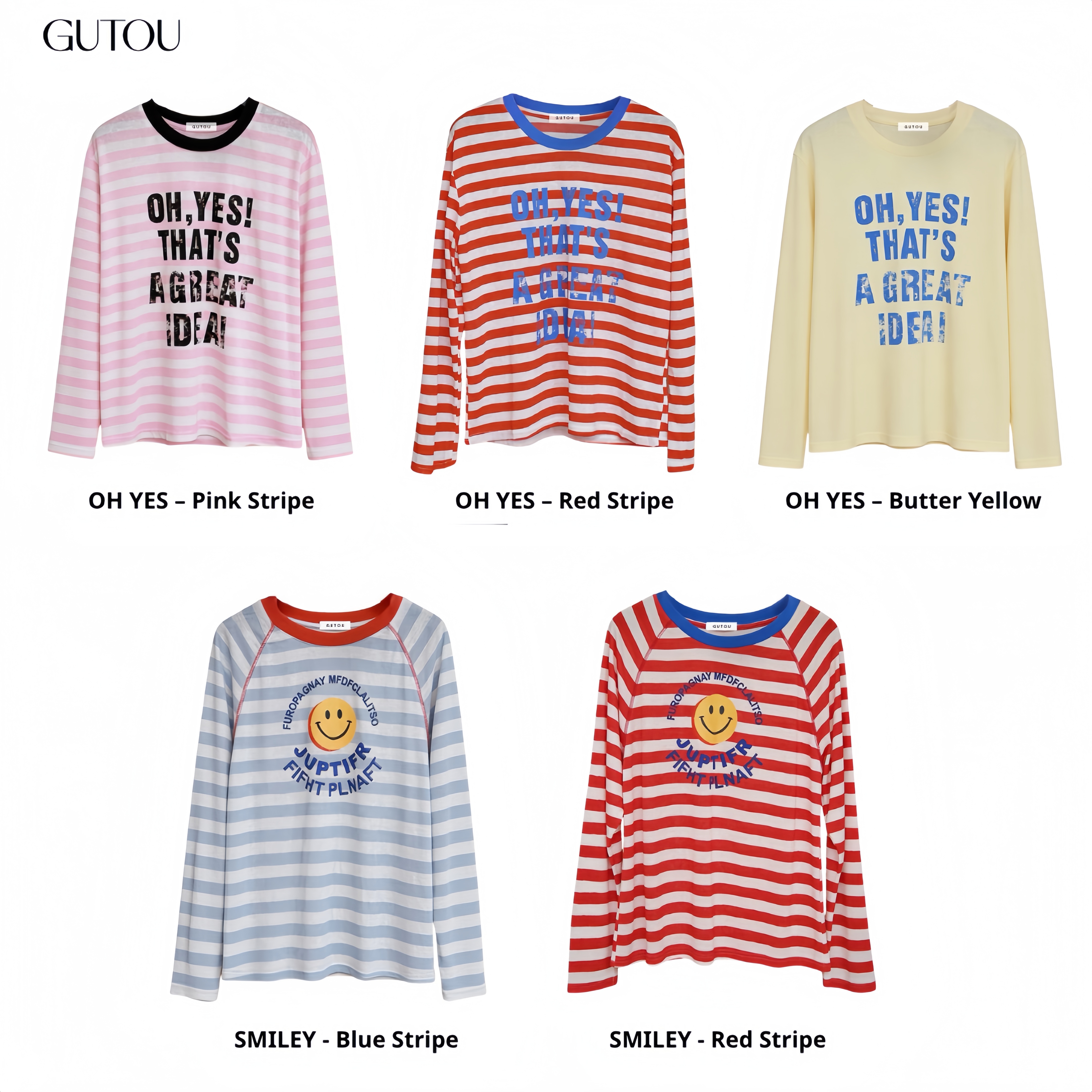[ GUTOU ] Áo Thun Tay Dài Sọc Ngang Form Rộng Graphic Tee