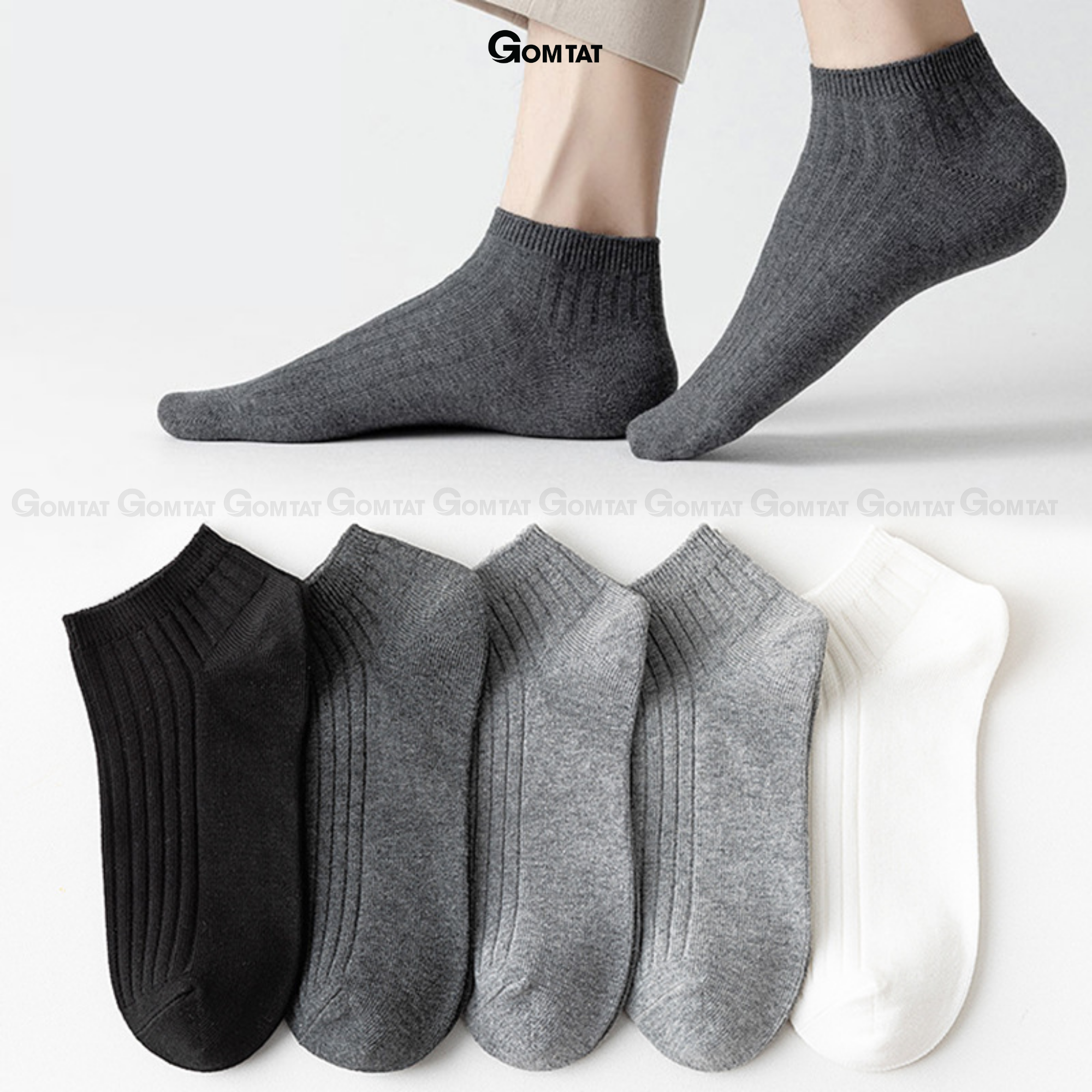 Combo vớ cổ thấp nam GOMTAT trơn basic, chất liệu cotton cao cấp hút ẩm thoáng khí khử mùi -MIA-2005_thumbnail_3