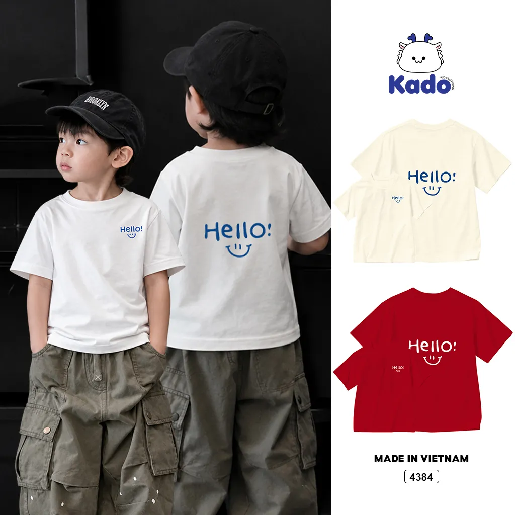 Áo thun bé trai oversize hello smile Kado 4384