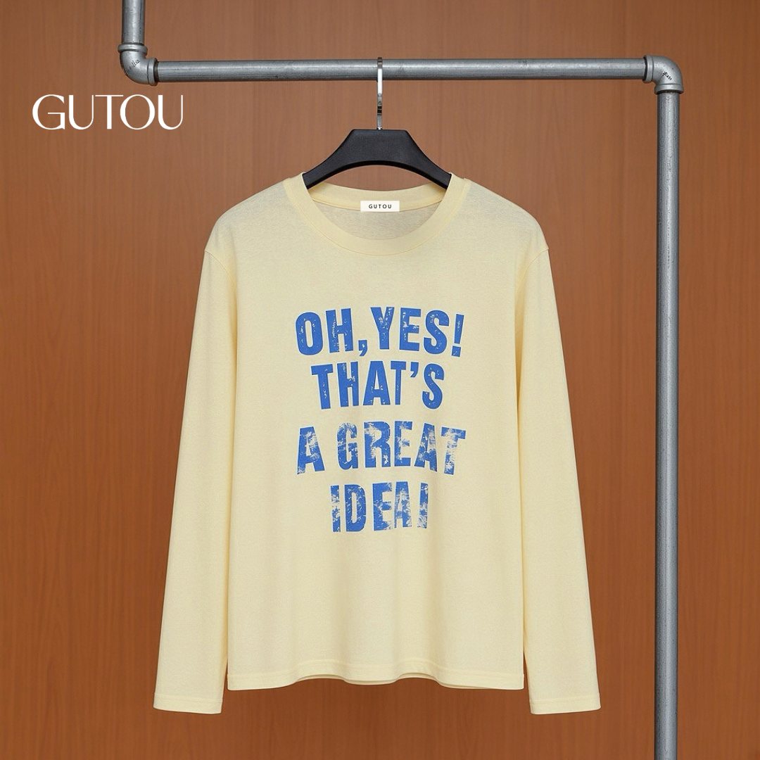 [ GUTOU ] Áo Thun Tay Dài Sọc Ngang Form Rộng Graphic Tee