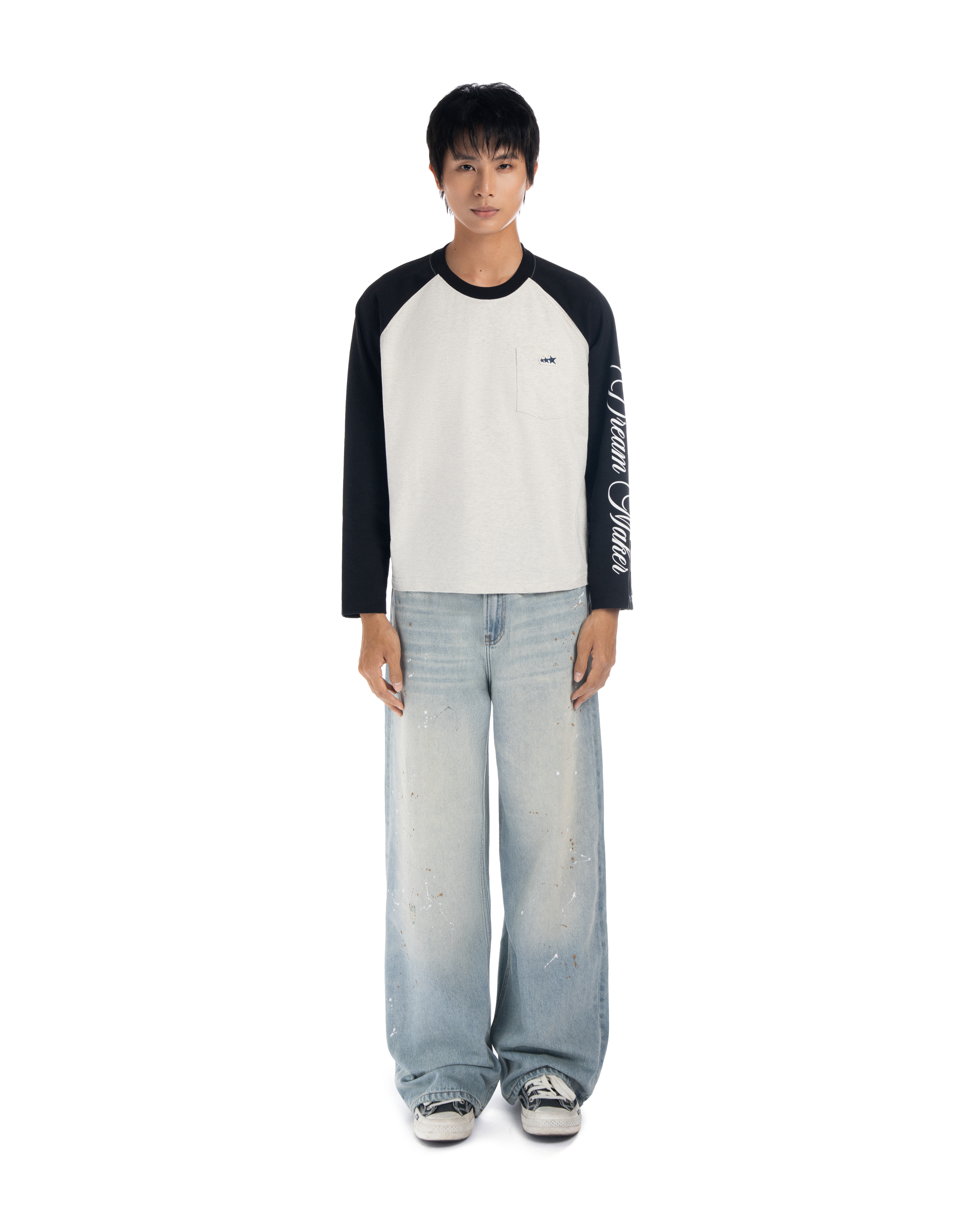 Levents® Button Raglan Long Sleeve Boxy Tee