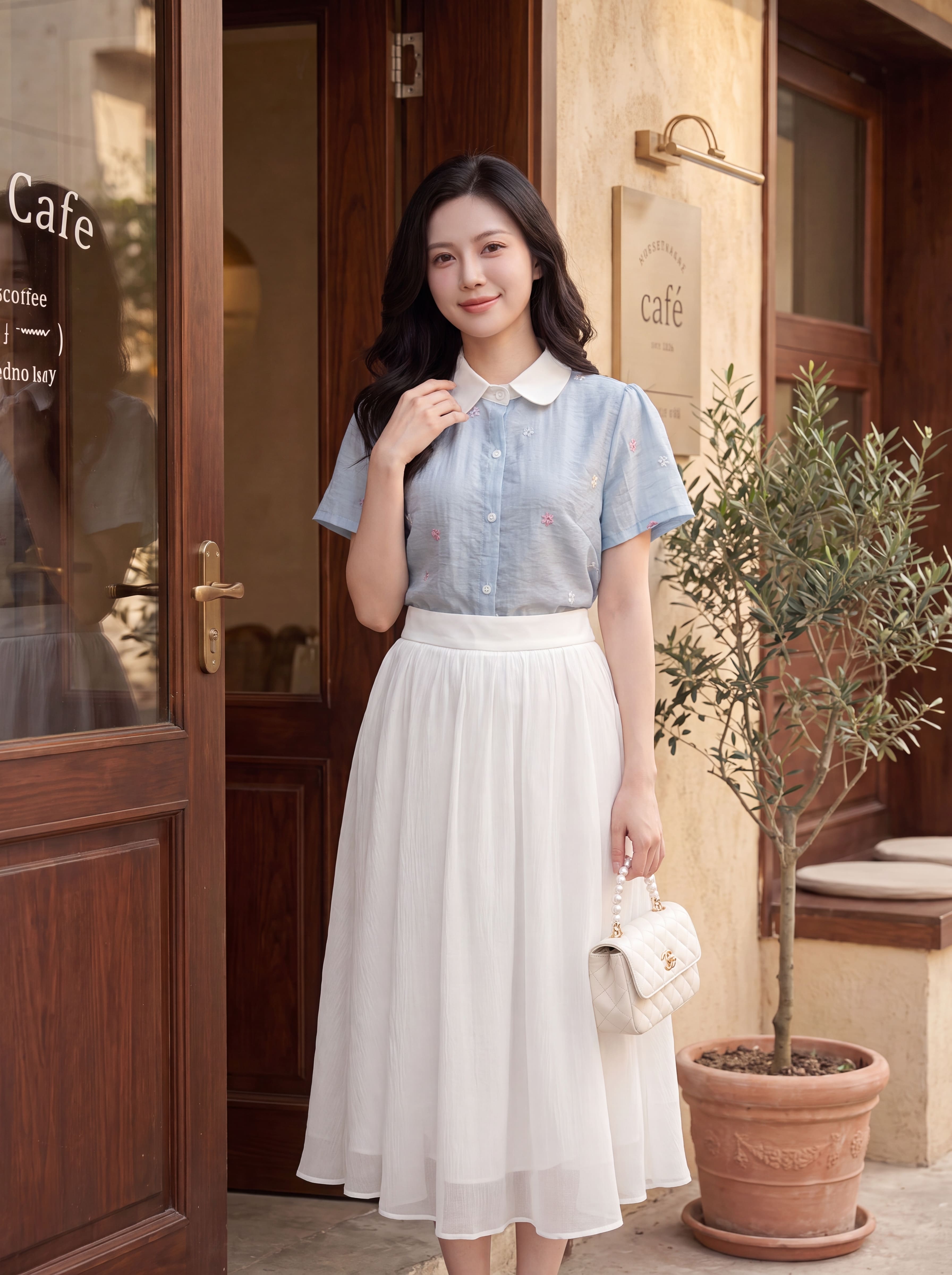 Chân váy tơ xoè dài 605007