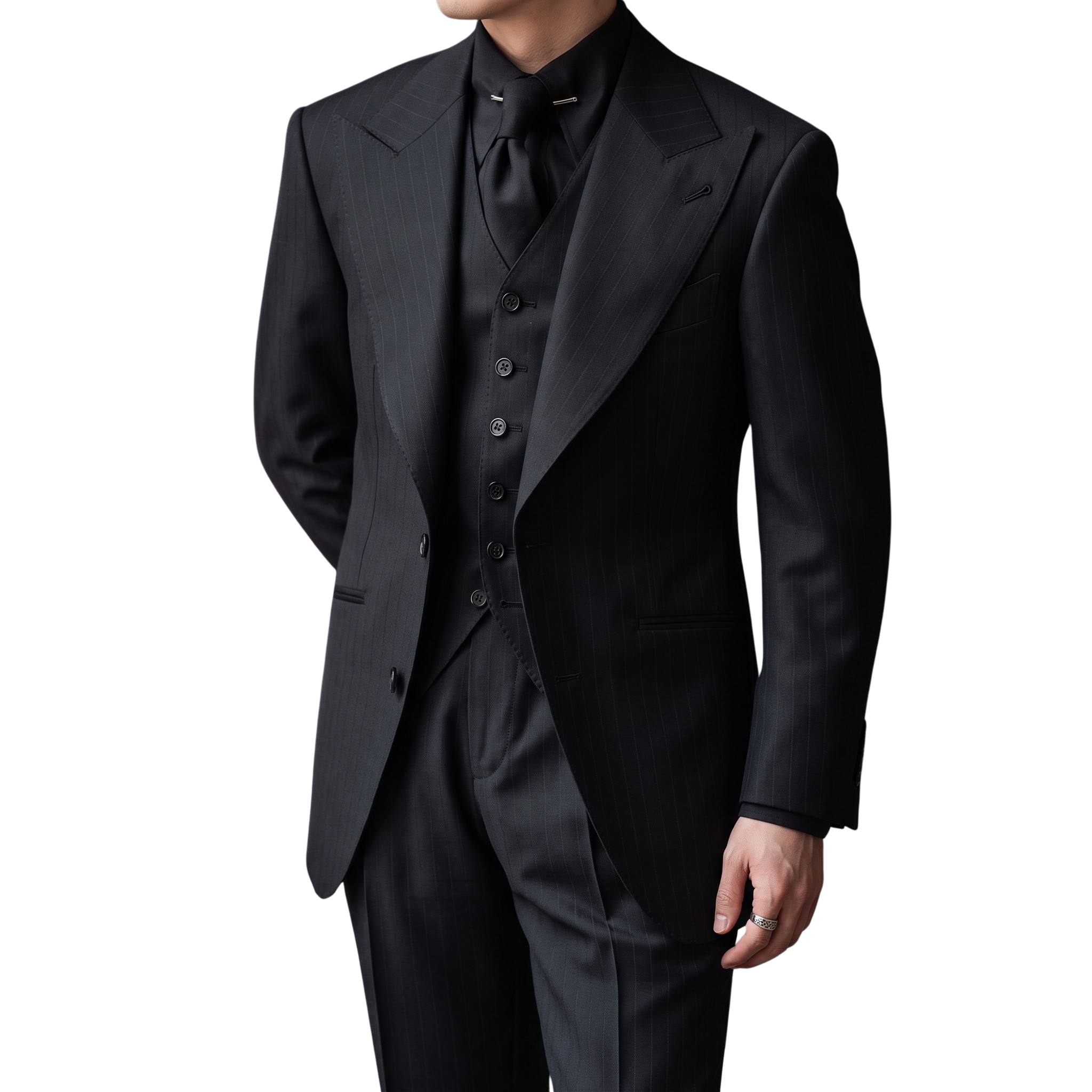 Suit Bergamo Ba Mảnh Sọc Chìm