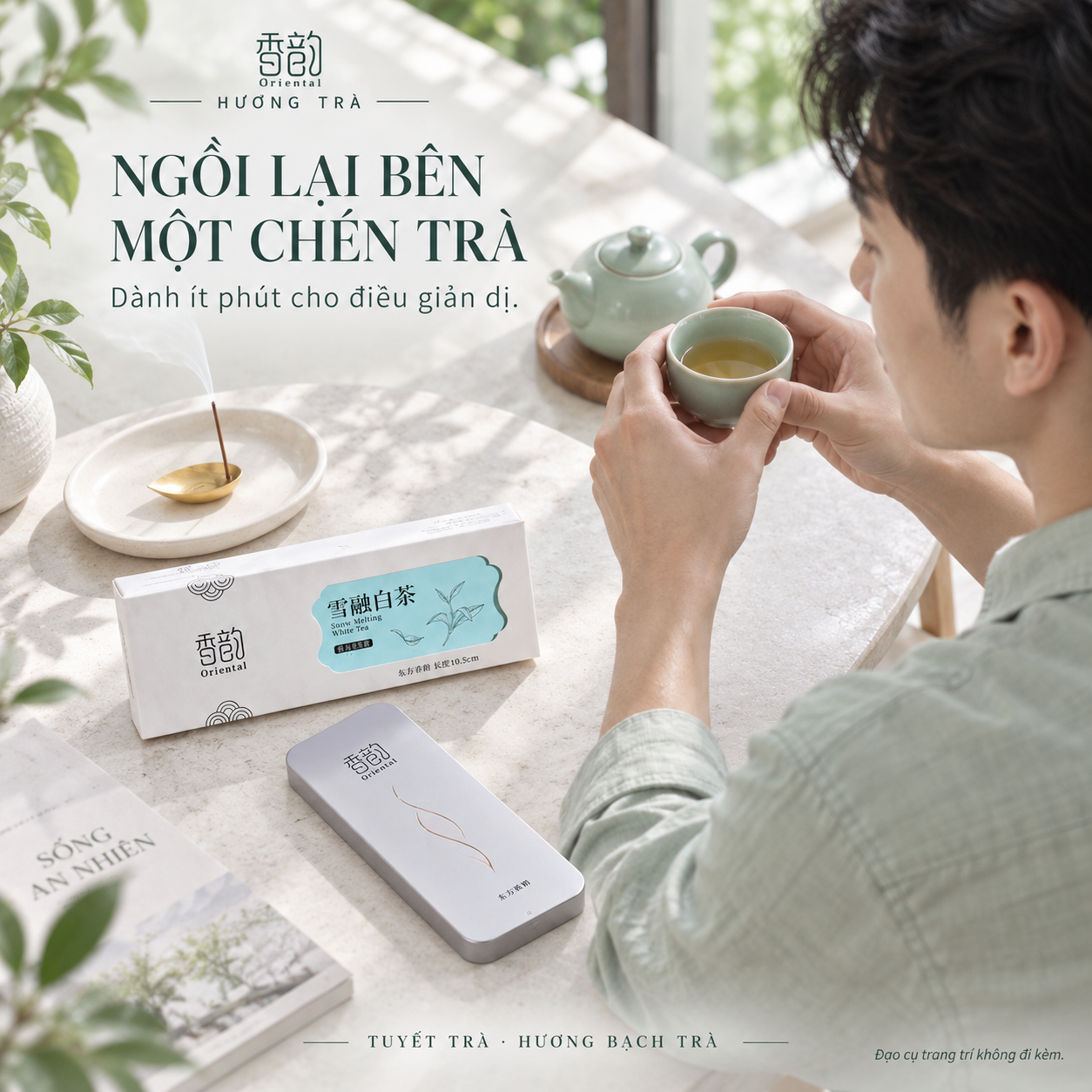 Tuyết Trà - Nhang thơm không tăm Oriental hương Bạch Trà, 30 que, tặng đế cắm_thumbnail_5