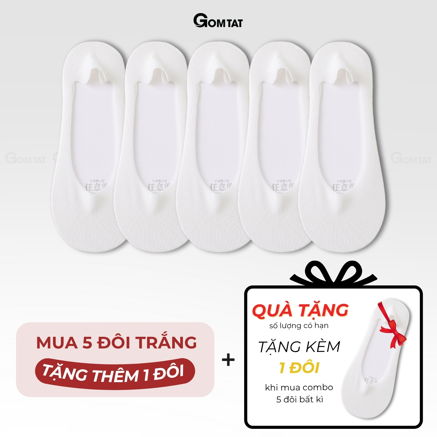 Combo tất đi giày lười nữ GOMTAT, có đệm silicon chống tuột gót, chất liệu cotton êm chân - KOL-1302_thumbnail_12