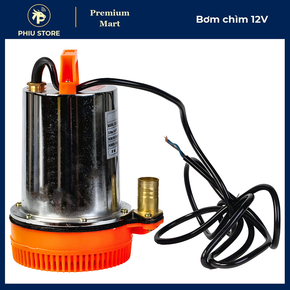 Bơm chìm 12V, máy bơm chìm dùng bình ắc quy, bơm nước 12V đẩy cao, máy bơm nước ắc quy, 300W và 370W, PHIU STORE
