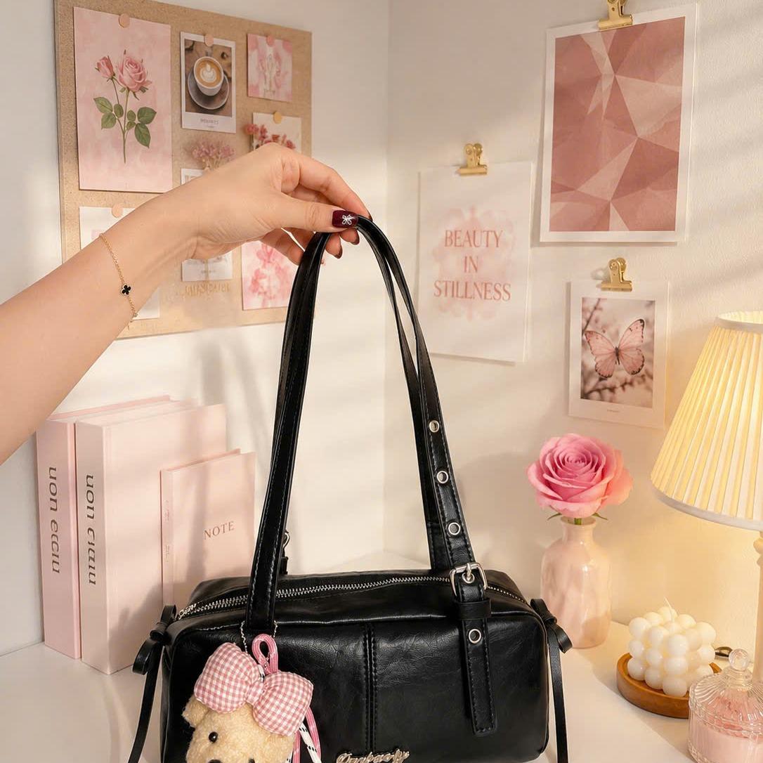 (Tặng Móc Gấu) Túi Xách Nữ Cunbag Phong Cách Hàn Quốc Kẹp Nách Da Mềm Dáng Trụ Thời Trang Đeo Chéo CUN906_thumbnail_2