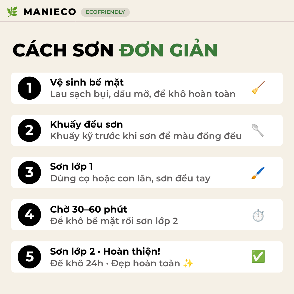 Màu Trắng Sứ - Sơn Gỗ Gốc Nước Đổi Màu Manieco 1KG - Nội Ngoại Thất, Che Phủ Hoàn Toàn, Không Mùi_thumbnail_4