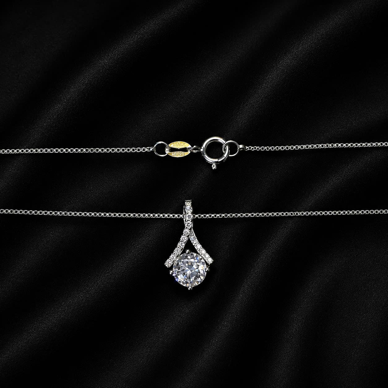 Vòng cổ bạc xi kim dây mảnh charm đá kiểu_thumbnail_2