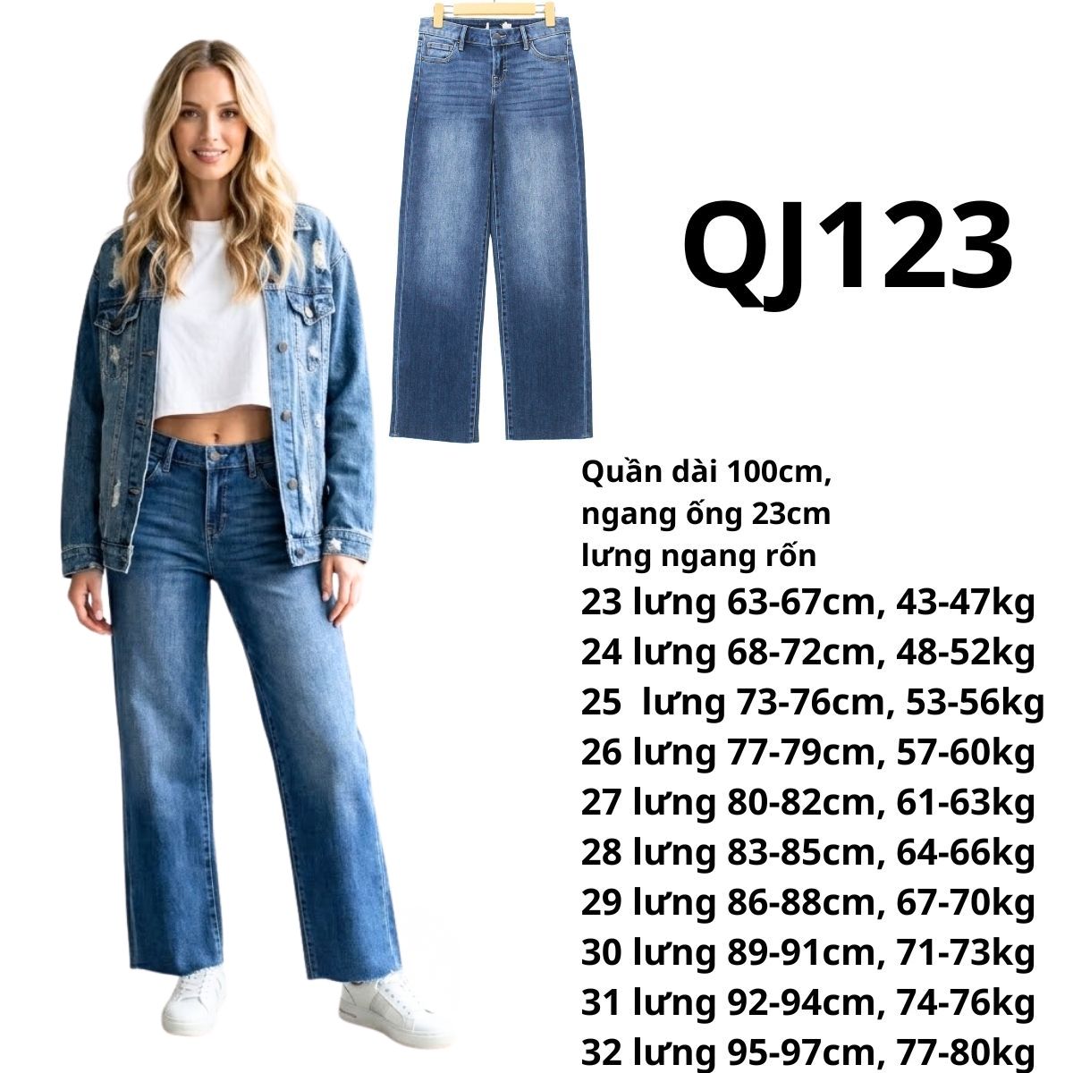 QJ123 - Quần jeans ống suông HD