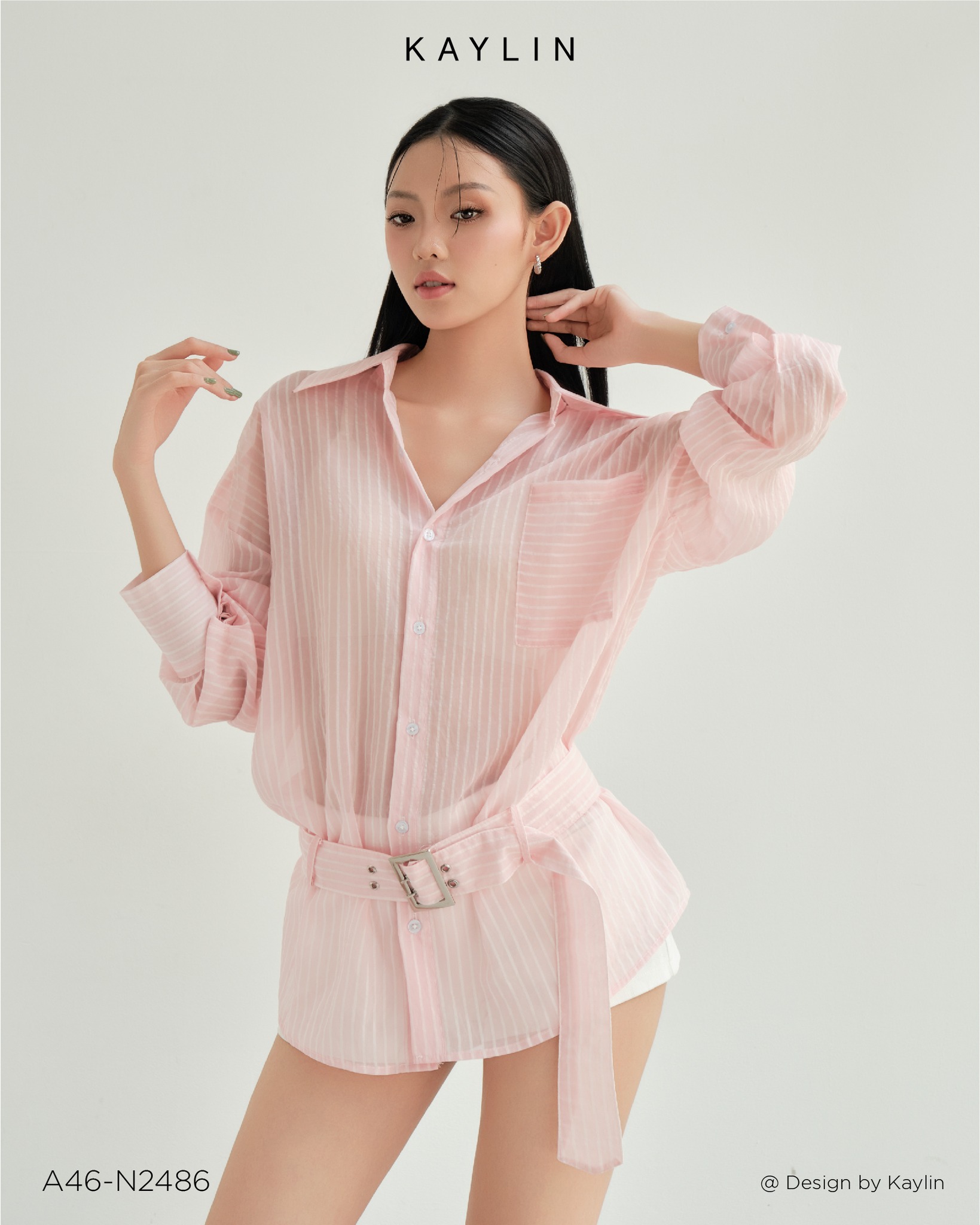 Áo Somi Voan Sọc Oversized KAYLIN Aery Shirt