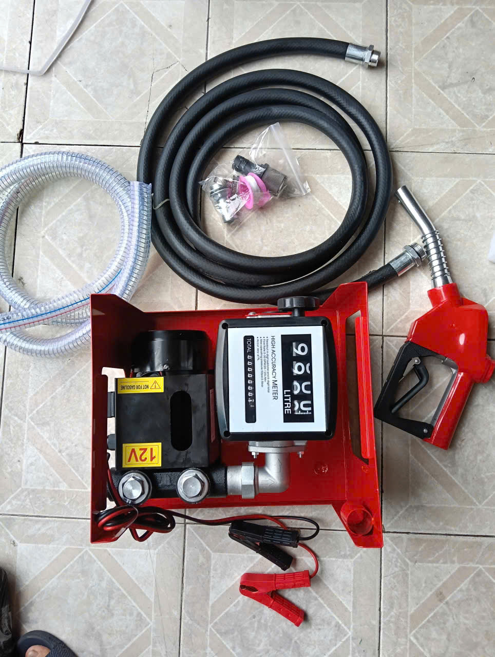 Máy Bơm Xăng, Bơm Dầu, Bơm Nhớt, Bơm Nhiên Liệu Dùng Điện 220v Có Đồng Hồ Báo Dung Lượng Lít_thumbnail_1