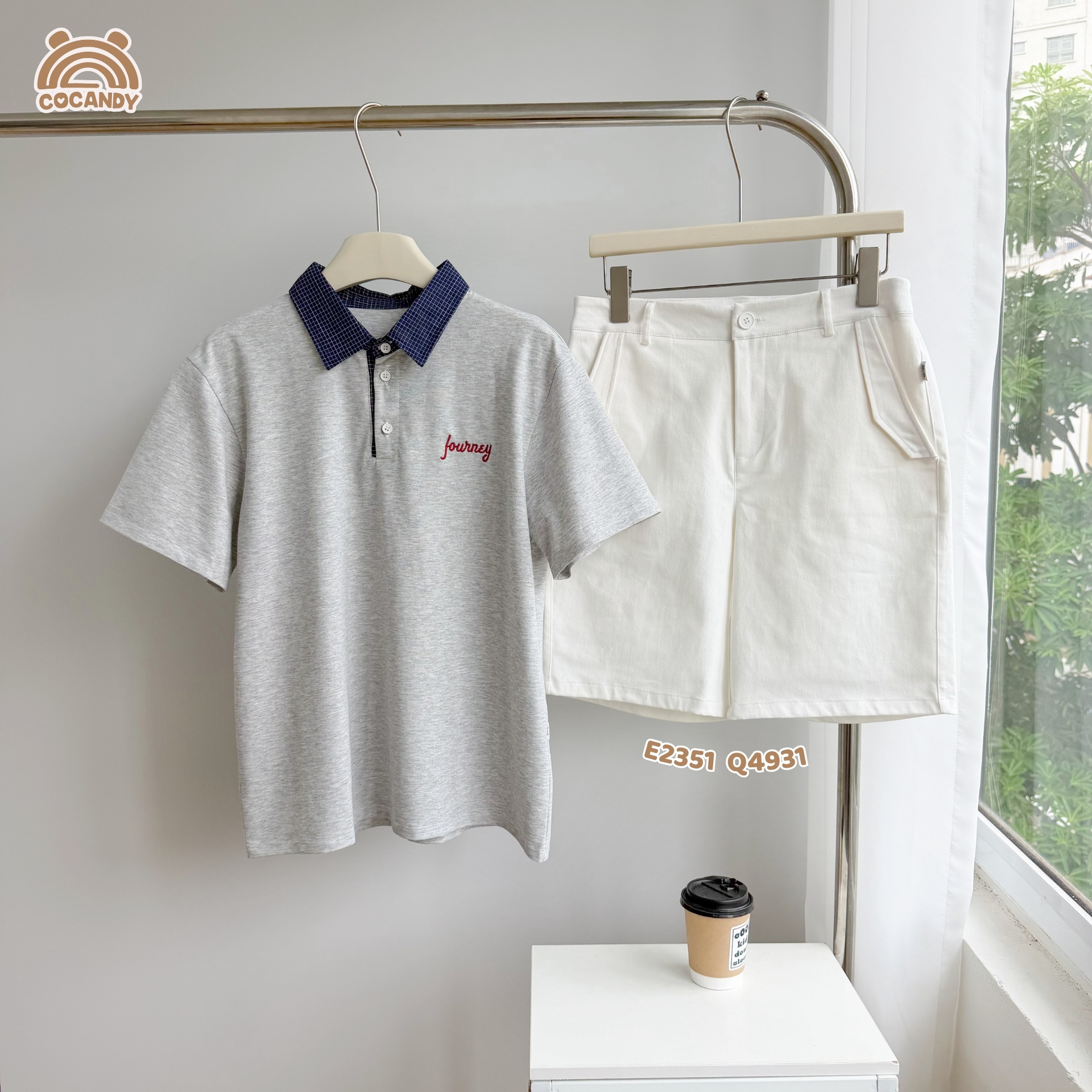 Áo cộc polo XÁM phối cổ caro NAM_thumbnail_1