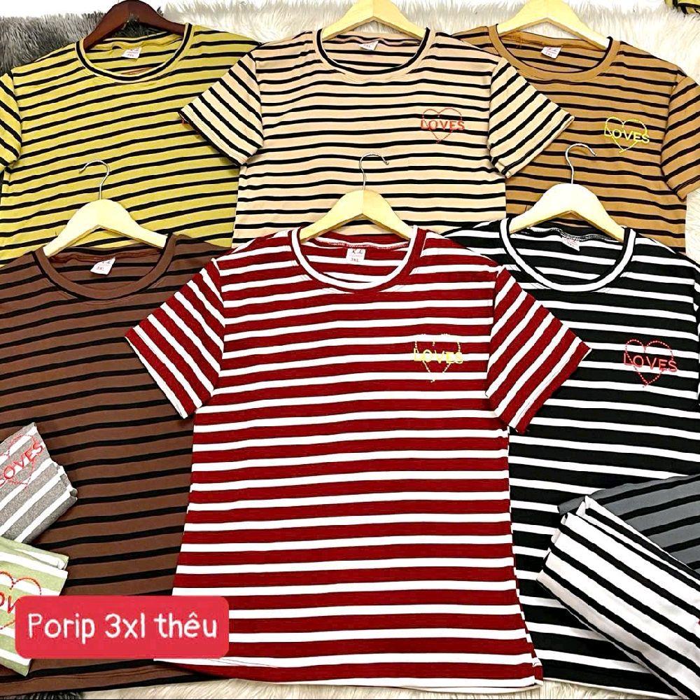 Áo thun borip sọc ngang thêu Free size 50-75kg  không lựa màu_thumbnail_2