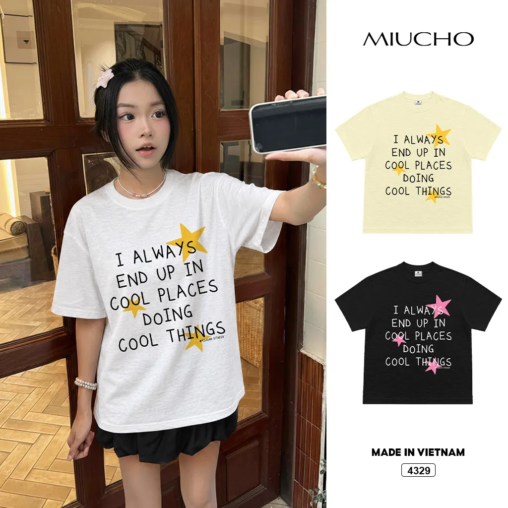 Áo thun unisex hàn quốc mix Miucho 4329