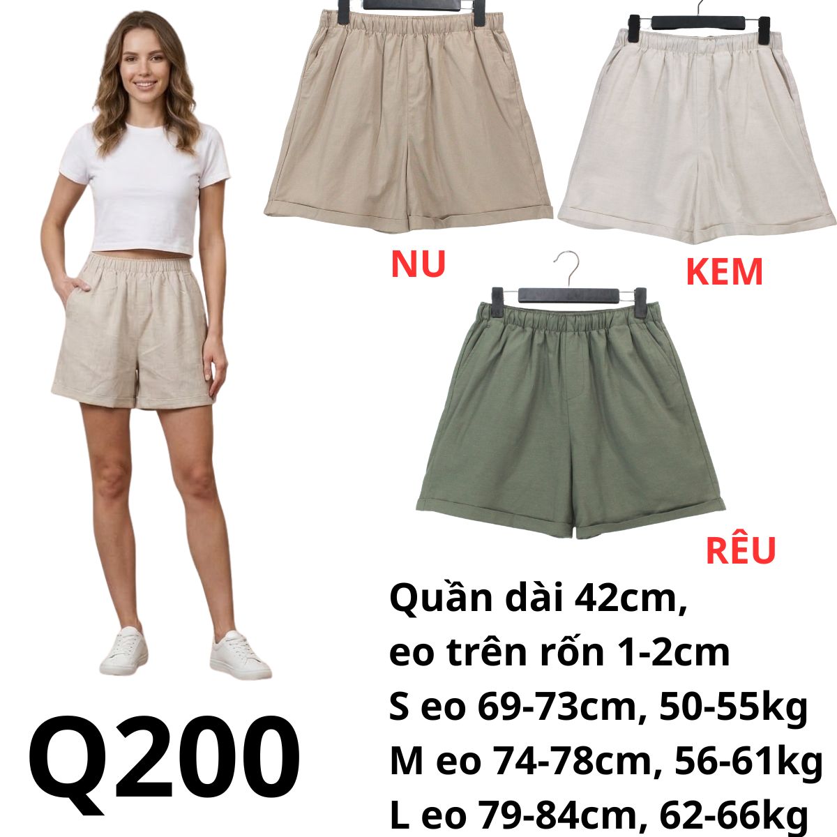 Q200 - Quần đùi linen